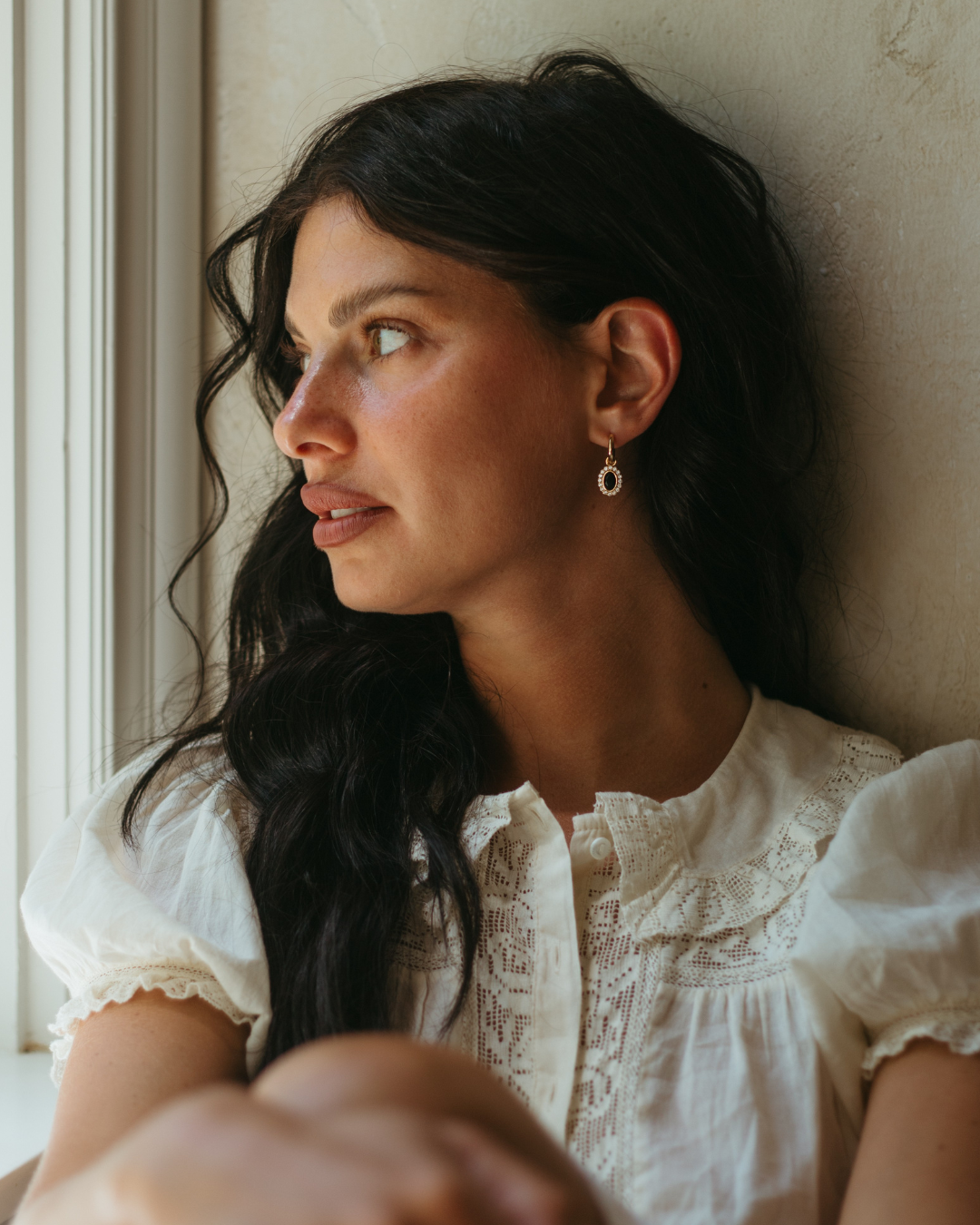 Onyx Halo Earrings