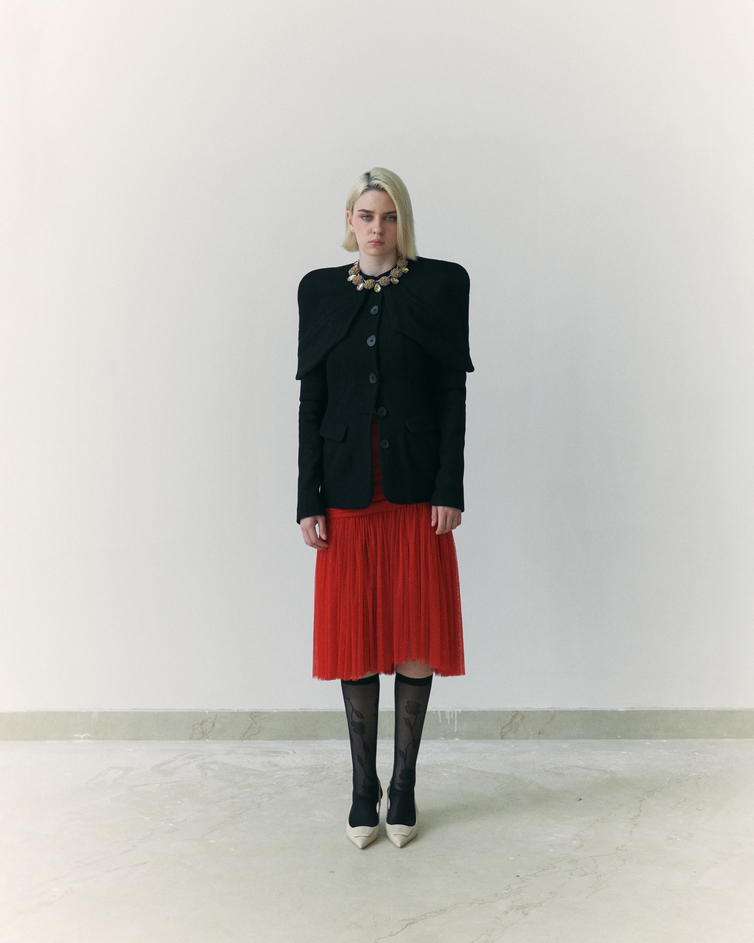 Red Gathered Skirt