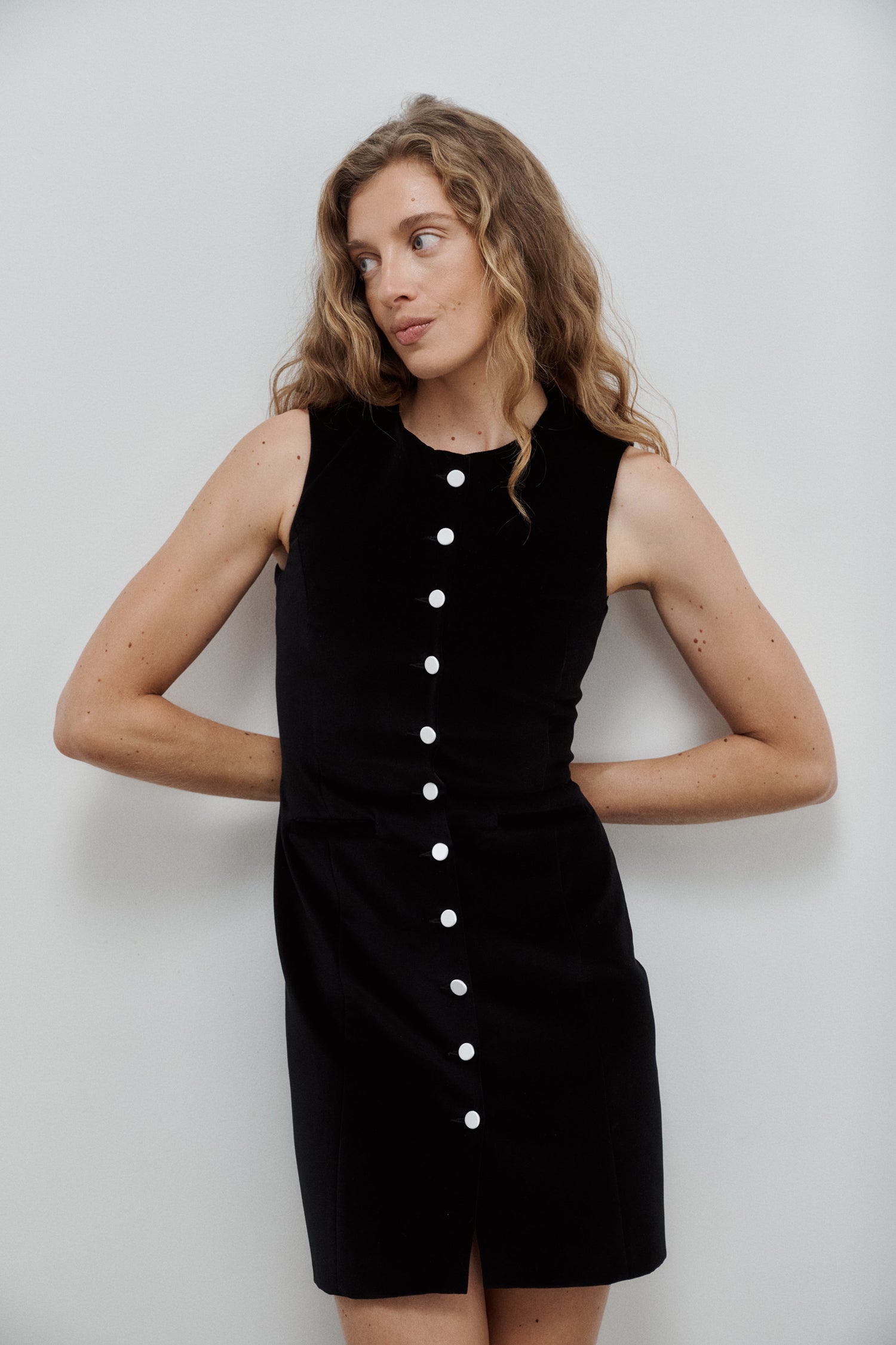 Jackie Black Cotton Velvet Dress