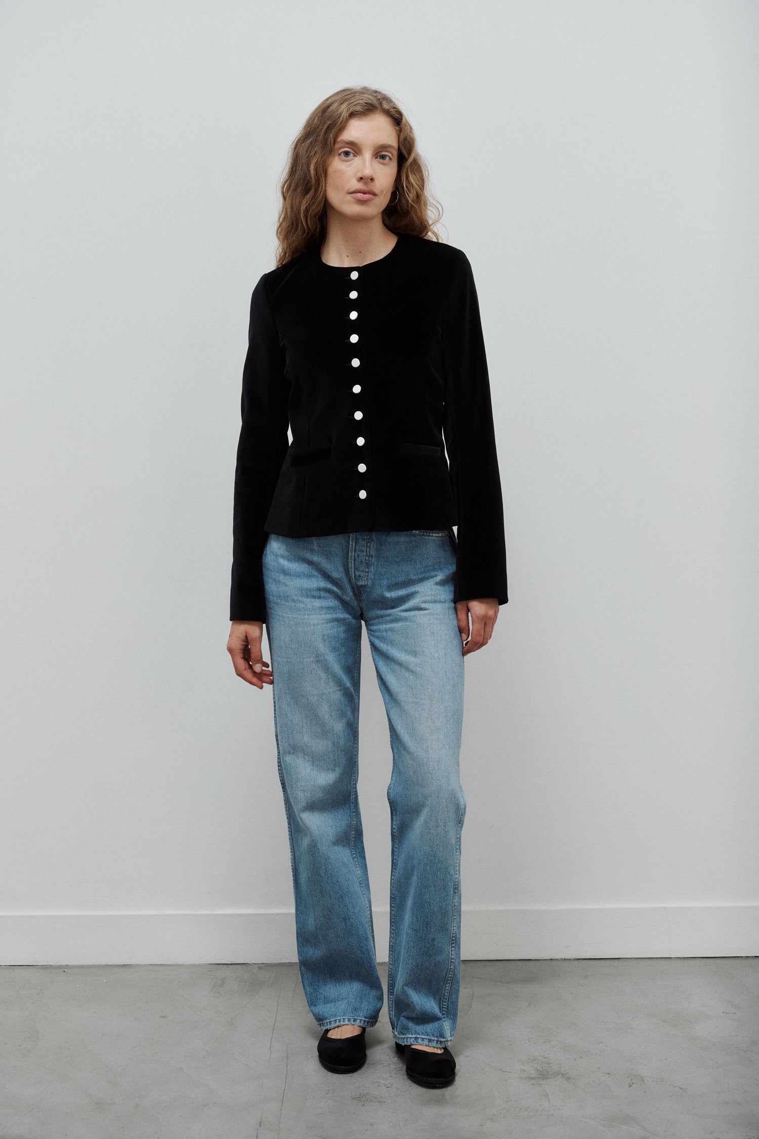 Nicole Black Cotton Velvet Jacket