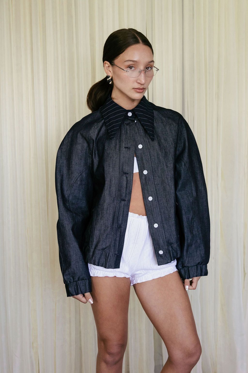 Brooke Denim Bomber Jacket