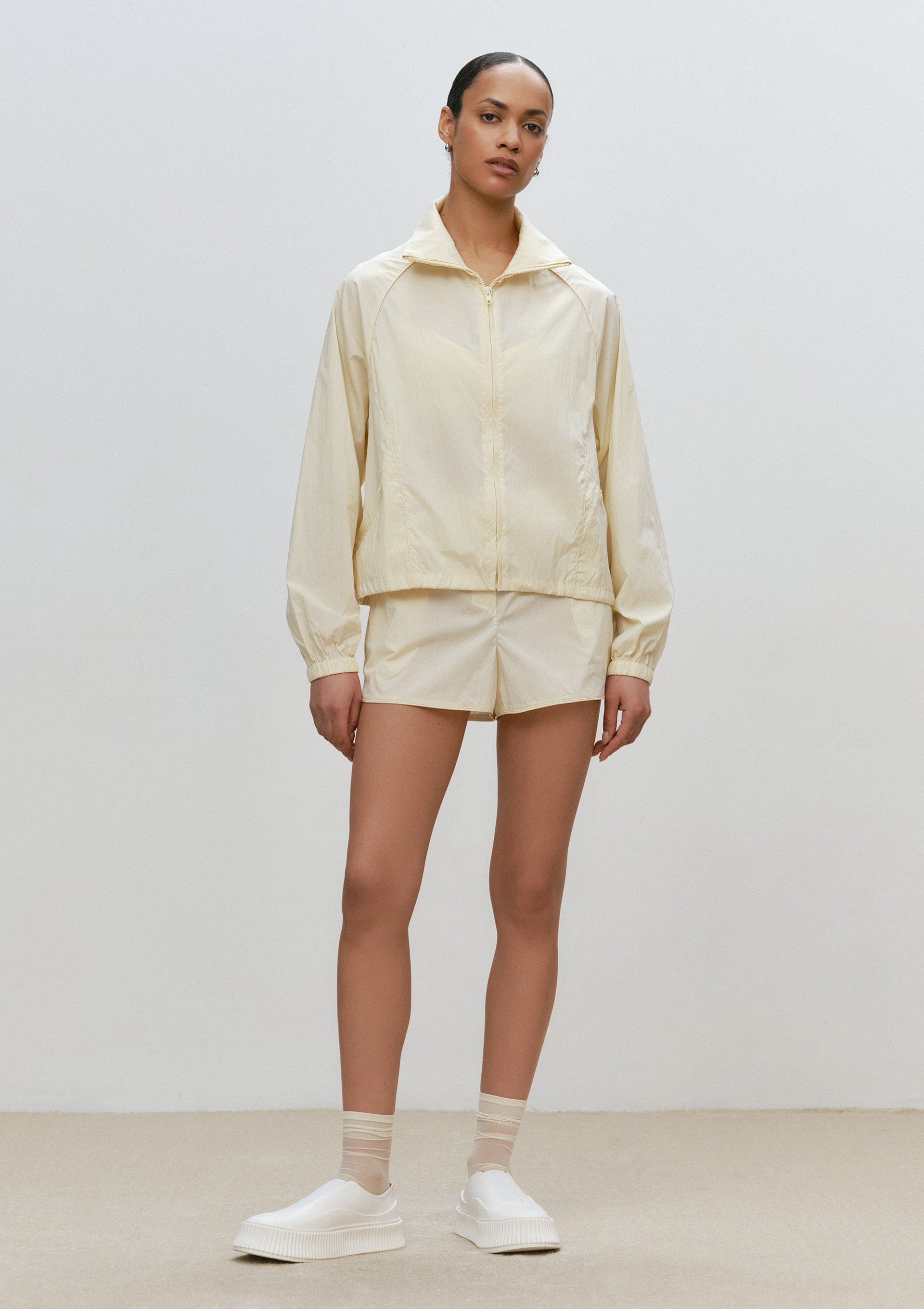 Zipped Anorak With Front Pockets in Cream