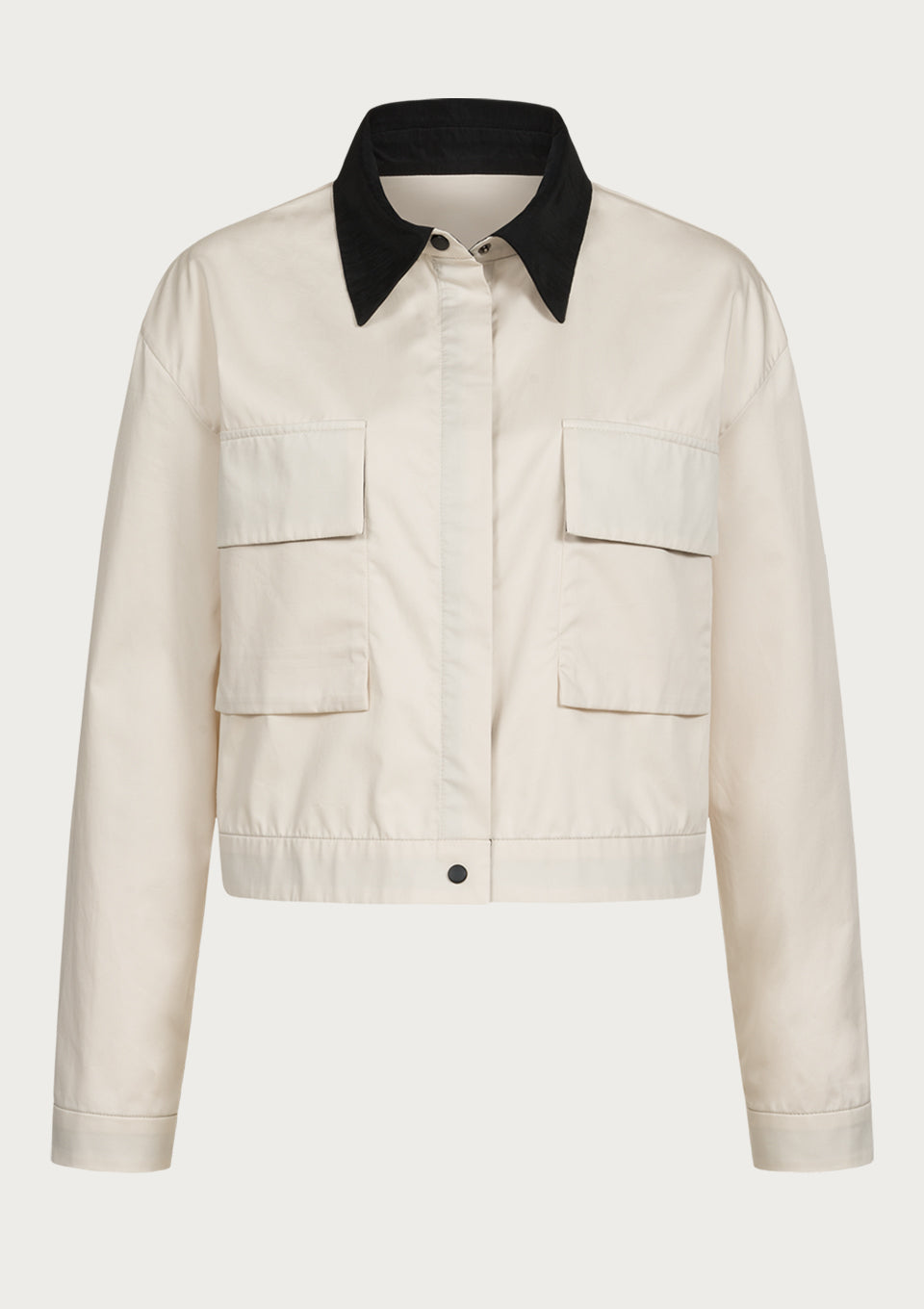 Cropped Tailored Jacket in Beige-Black