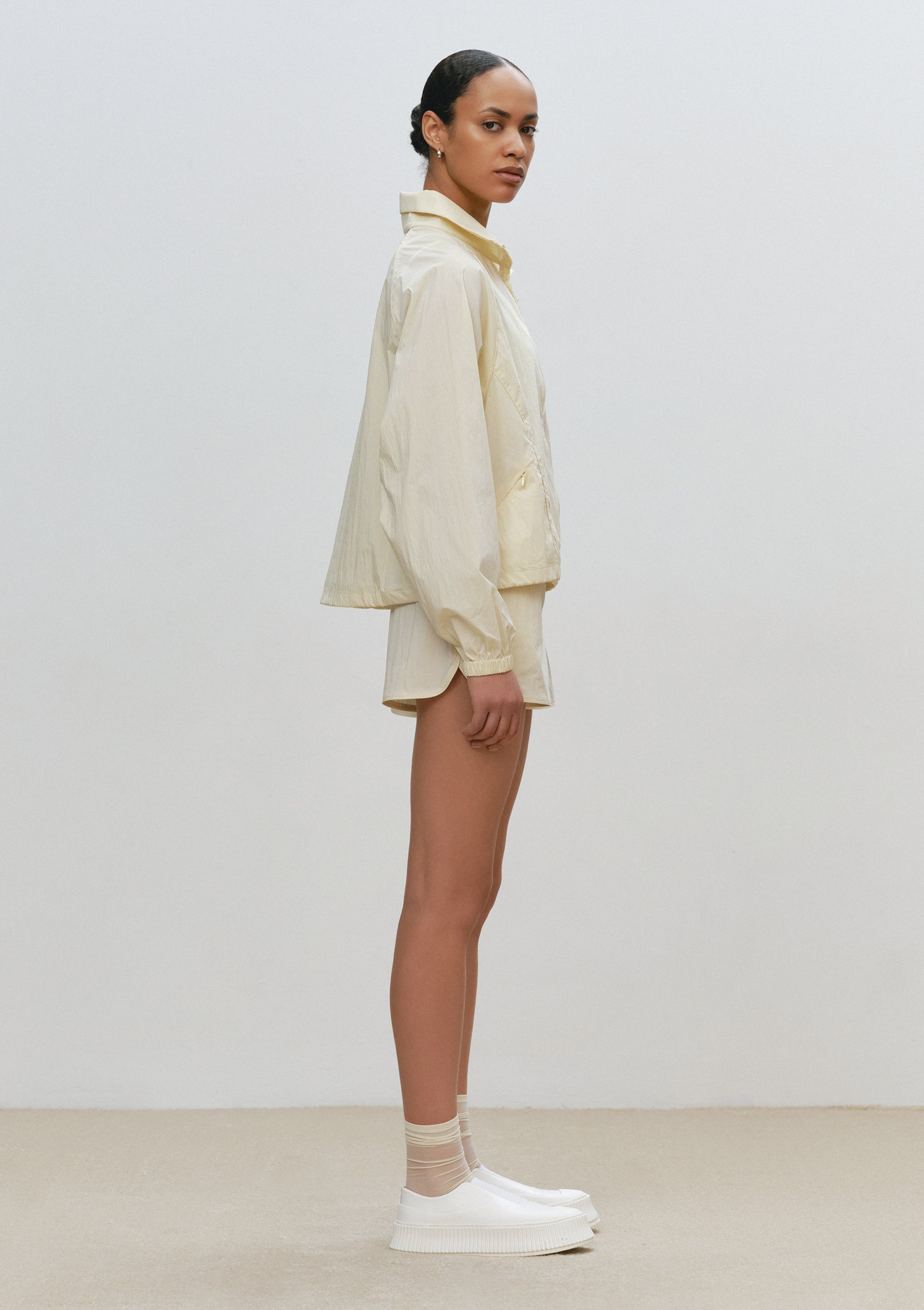 Zipped Anorak With Front Pockets in Cream