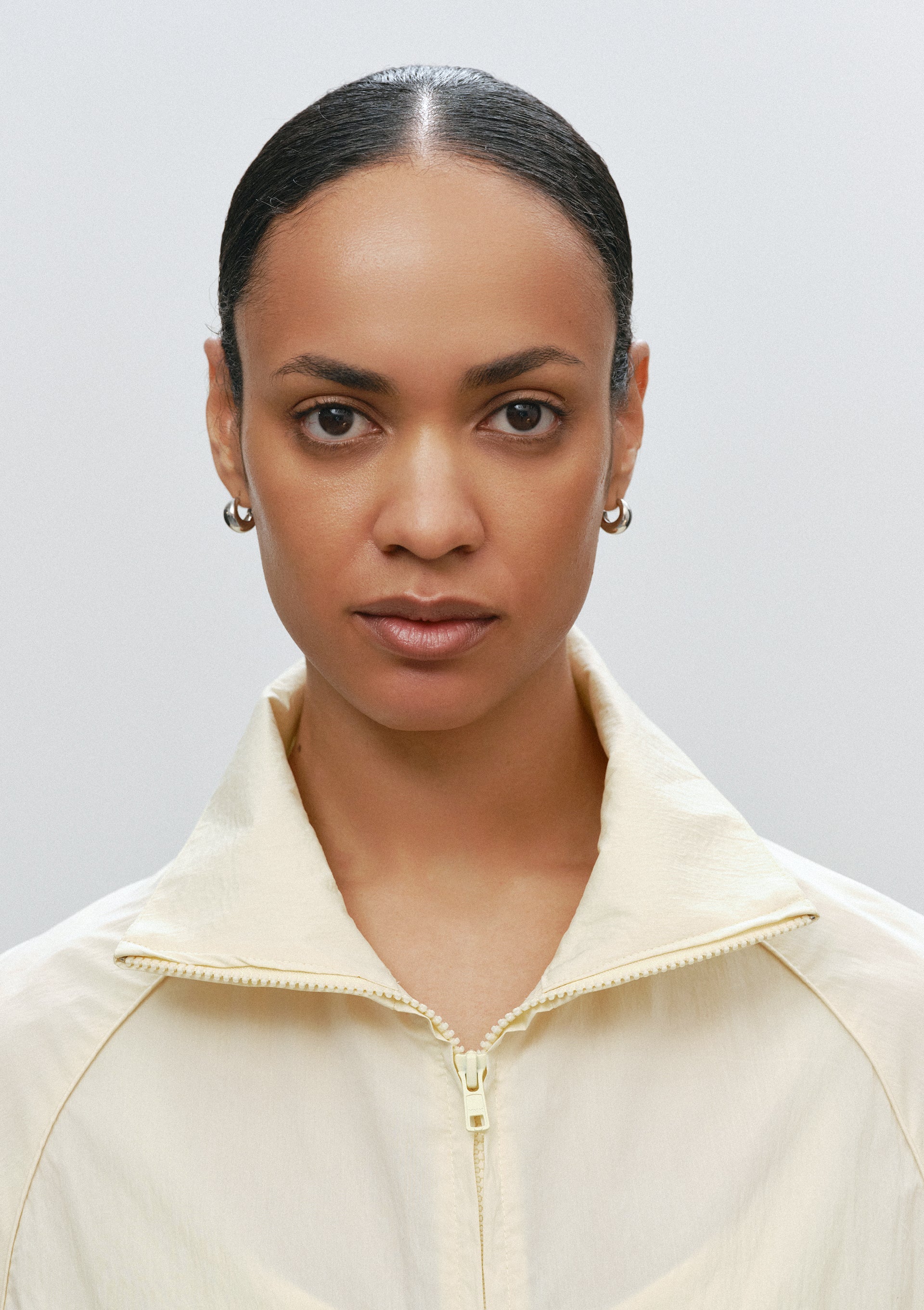 Zipped Anorak With Front Pockets in Cream