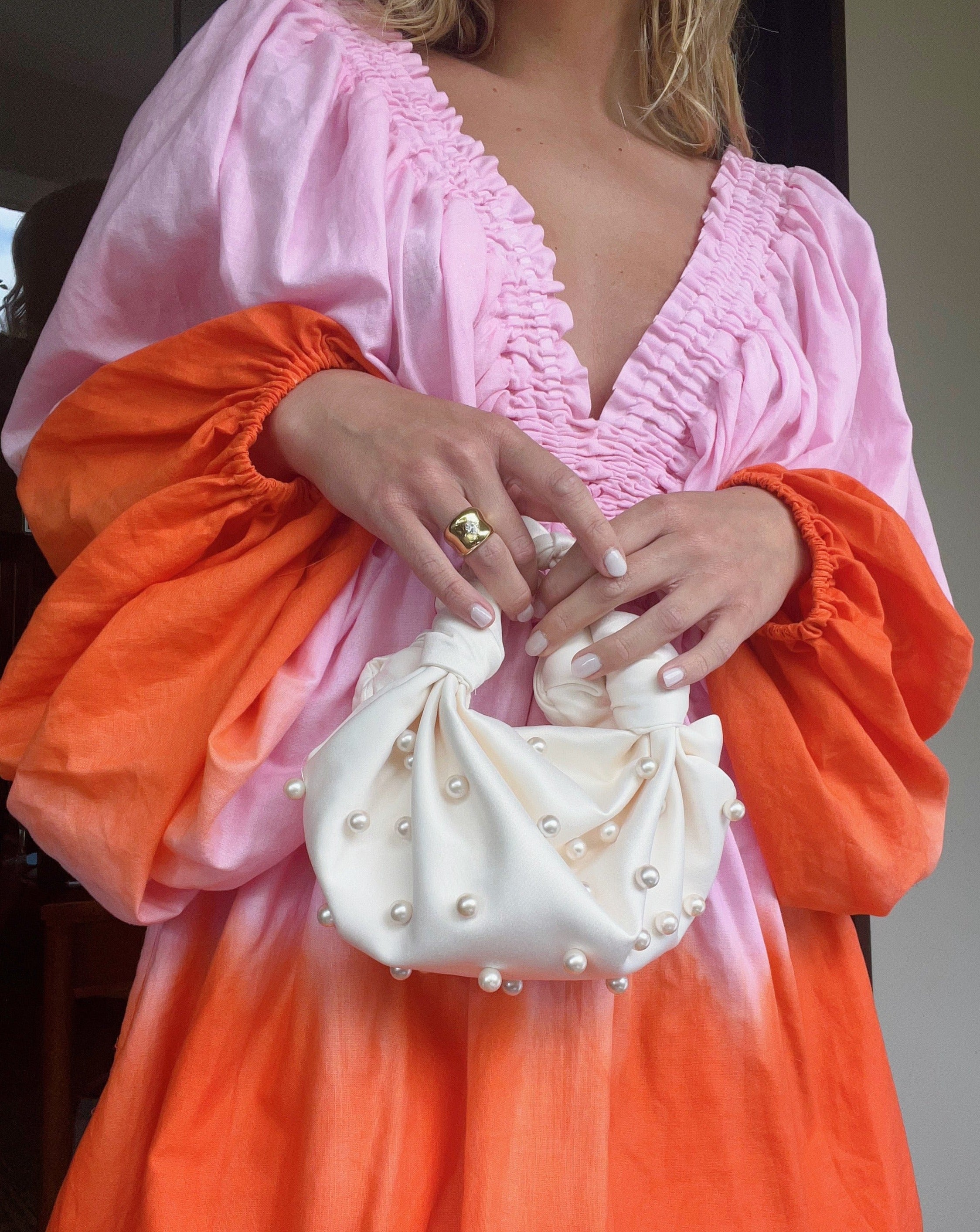 Pearl Silk Knot Bag