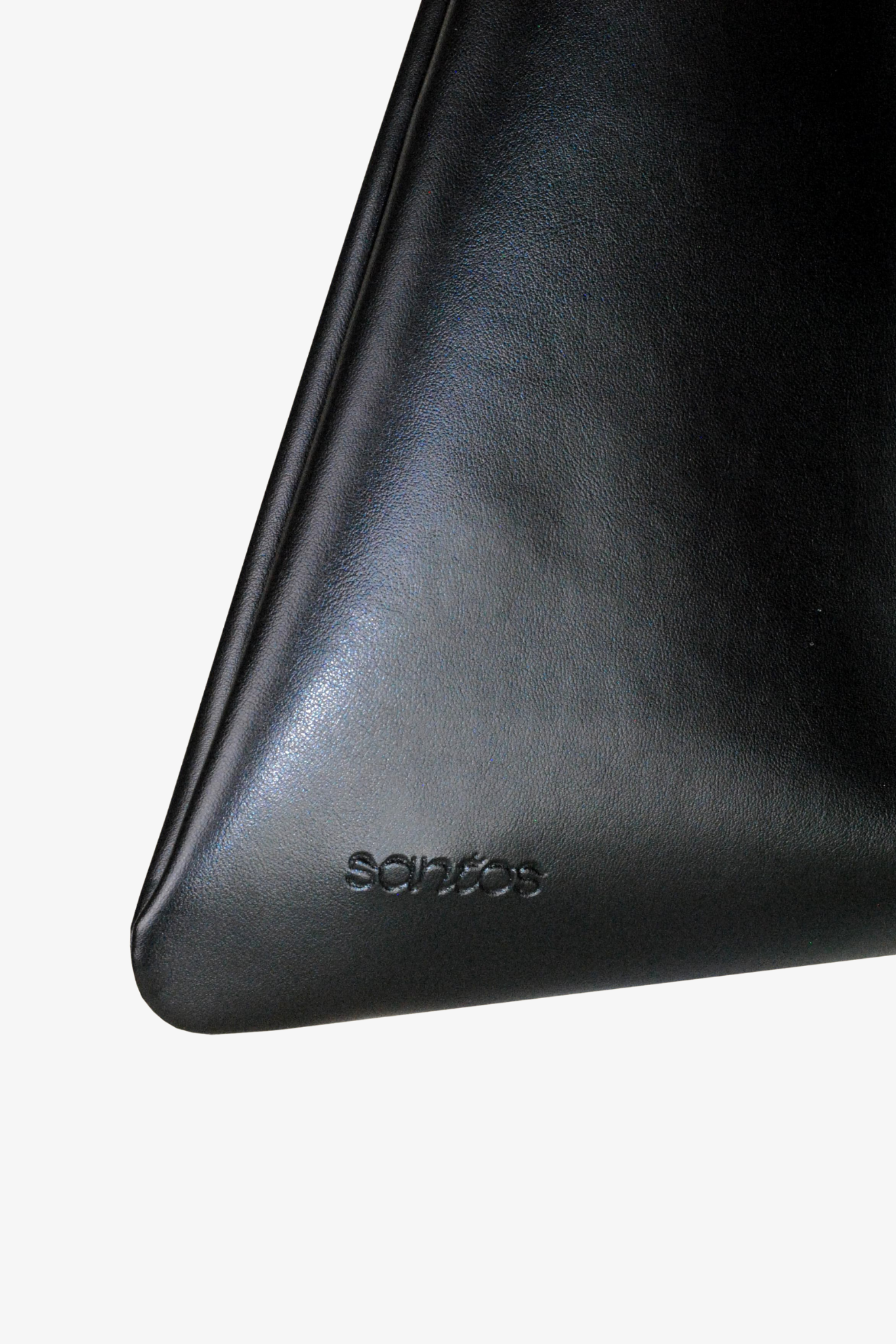 Black cactus leather handbag with 'Santos' branding on a white background