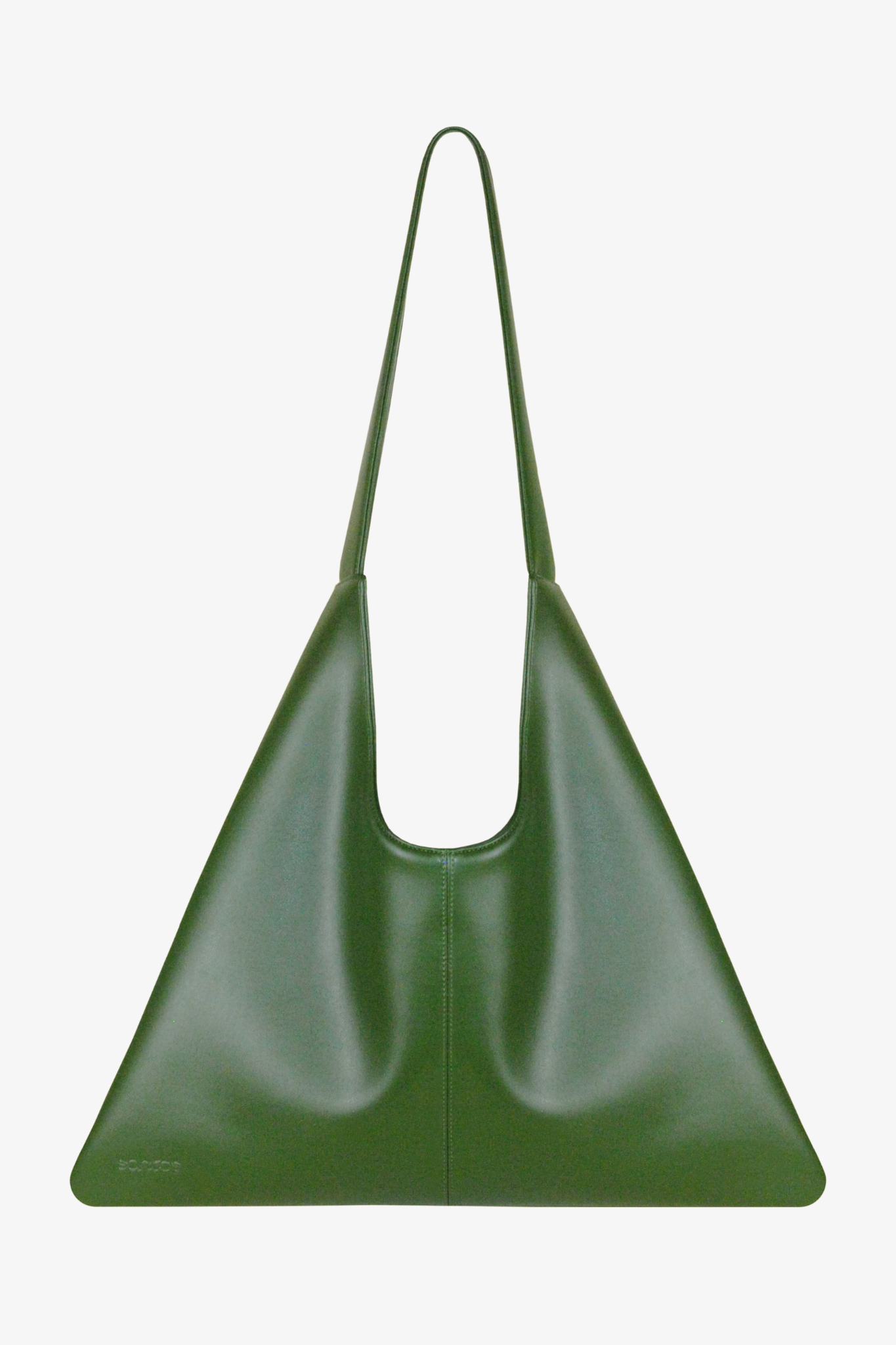 Green cactus leather handbag on a white background