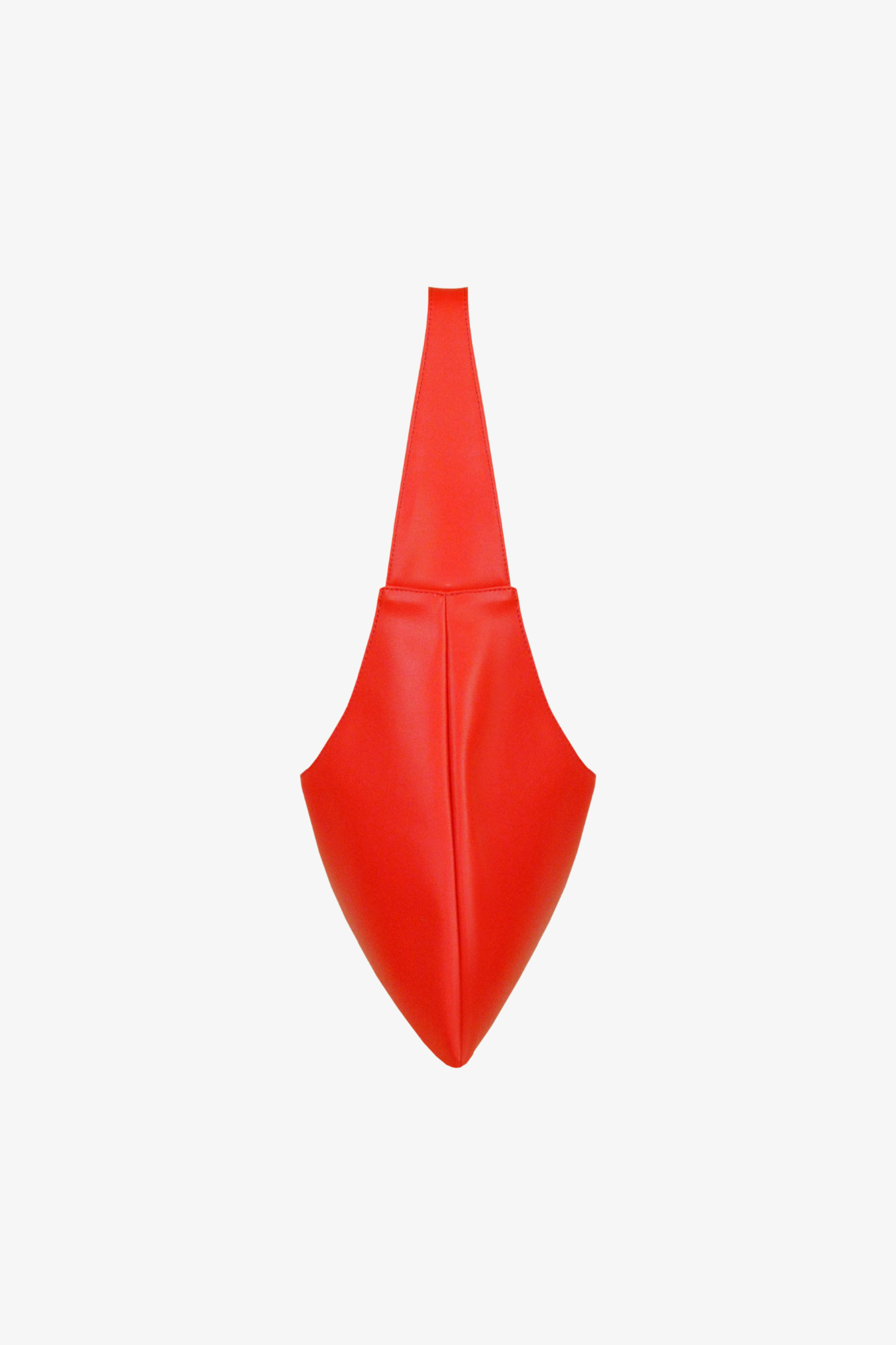 Red sustainable handbag made from cactus leather on a white background. Side View. 