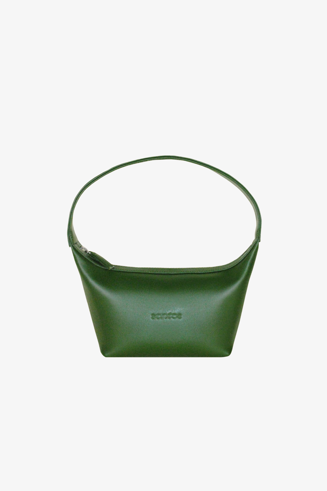 Green sustainable handbag made from cactus leather on a white background