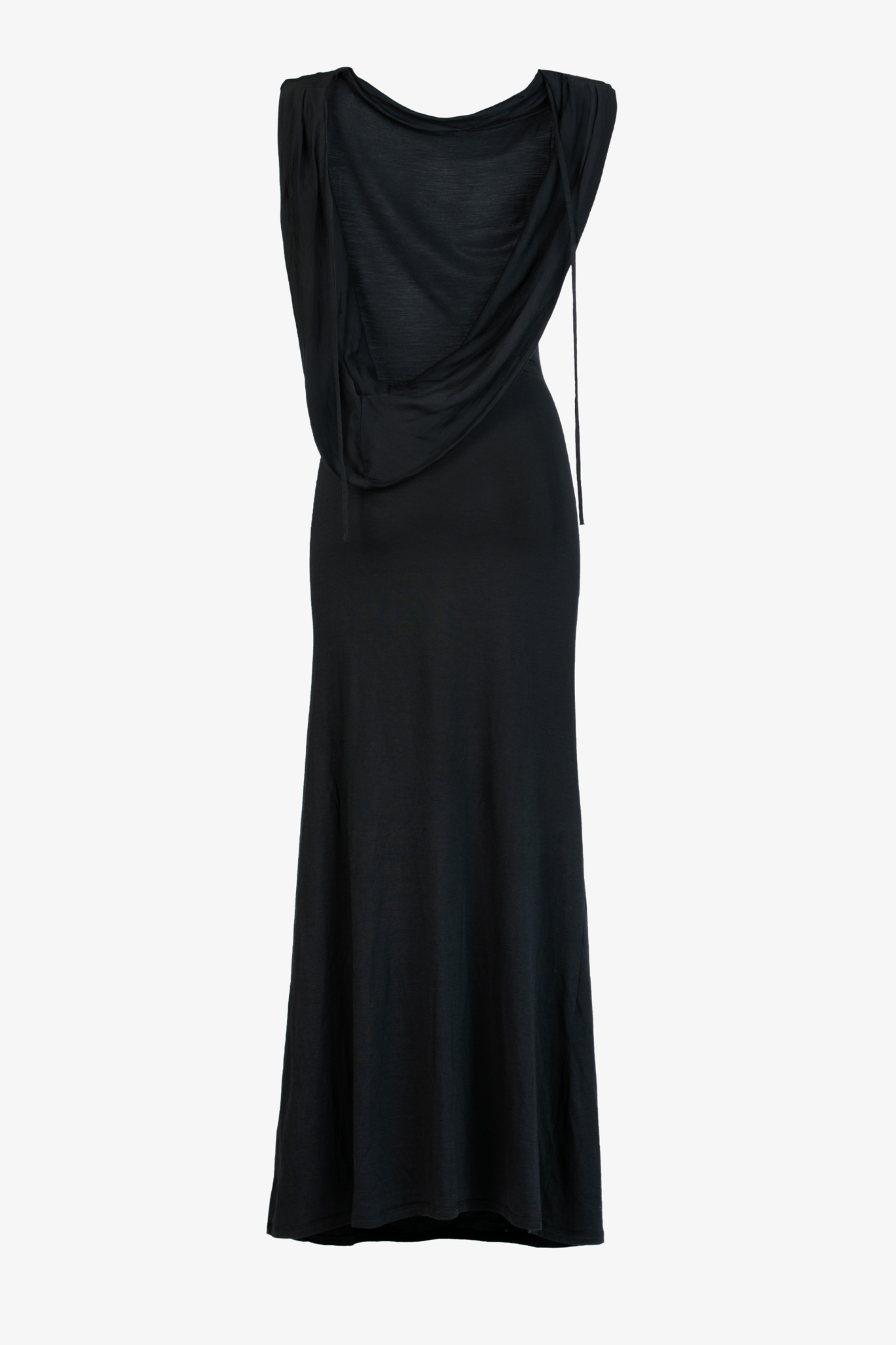 The back of the axis silk jersey dress in a white background. 100% made from deadstock.