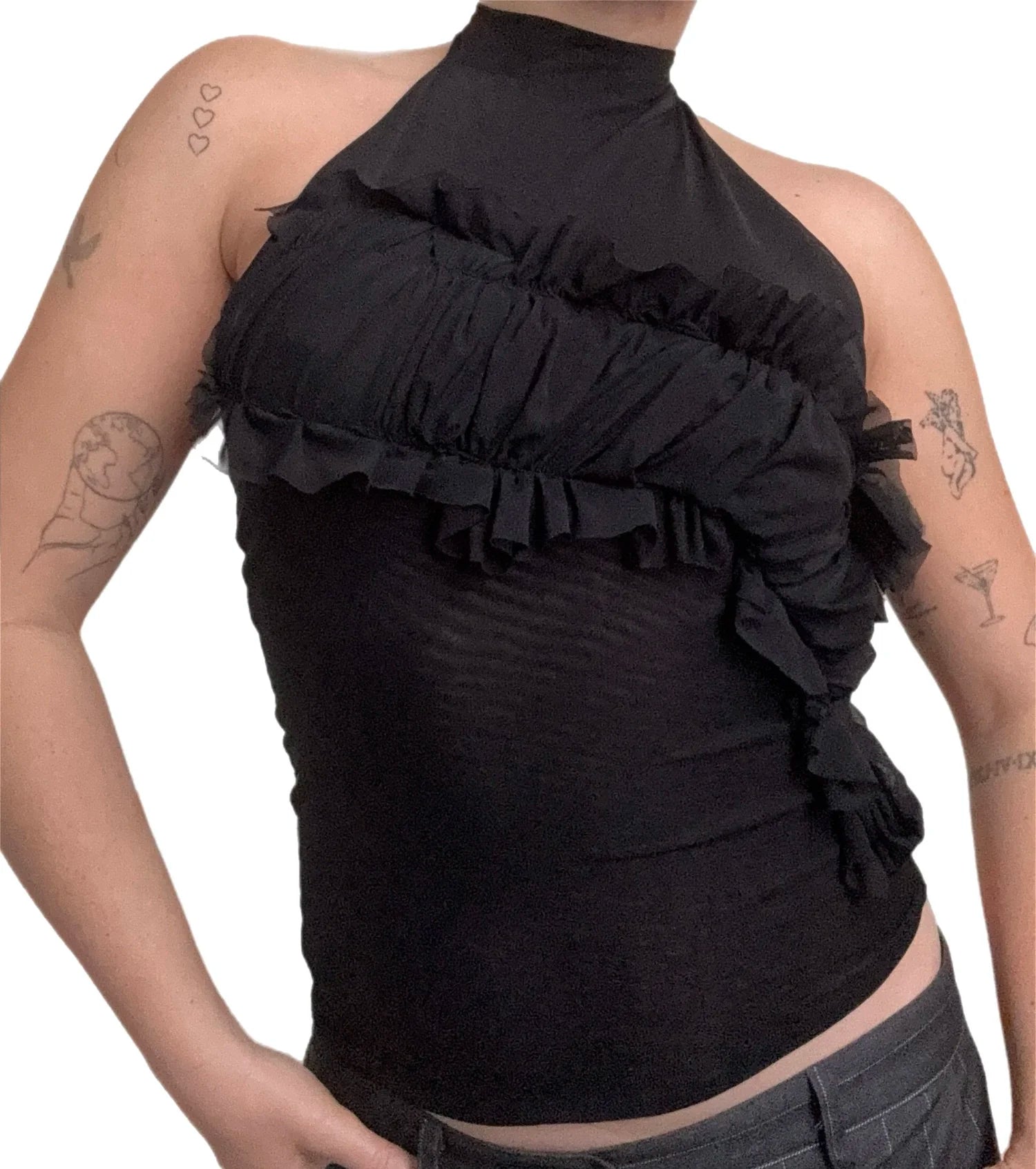 The Ruffle Halter - Black