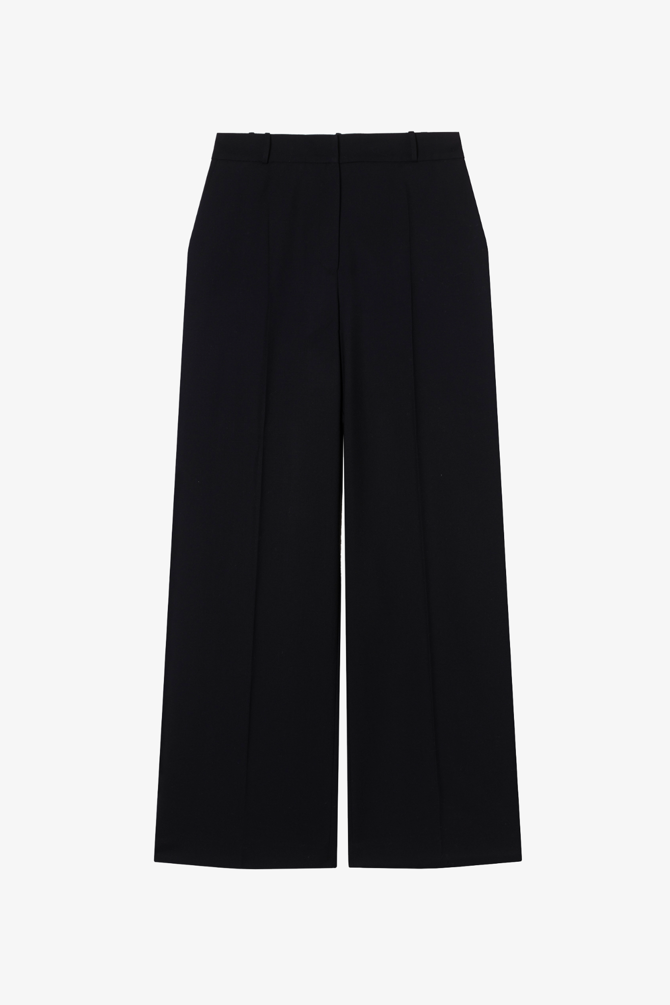 The bianca charcoal wool pants in a white background. 100% made from upcycled wool. 