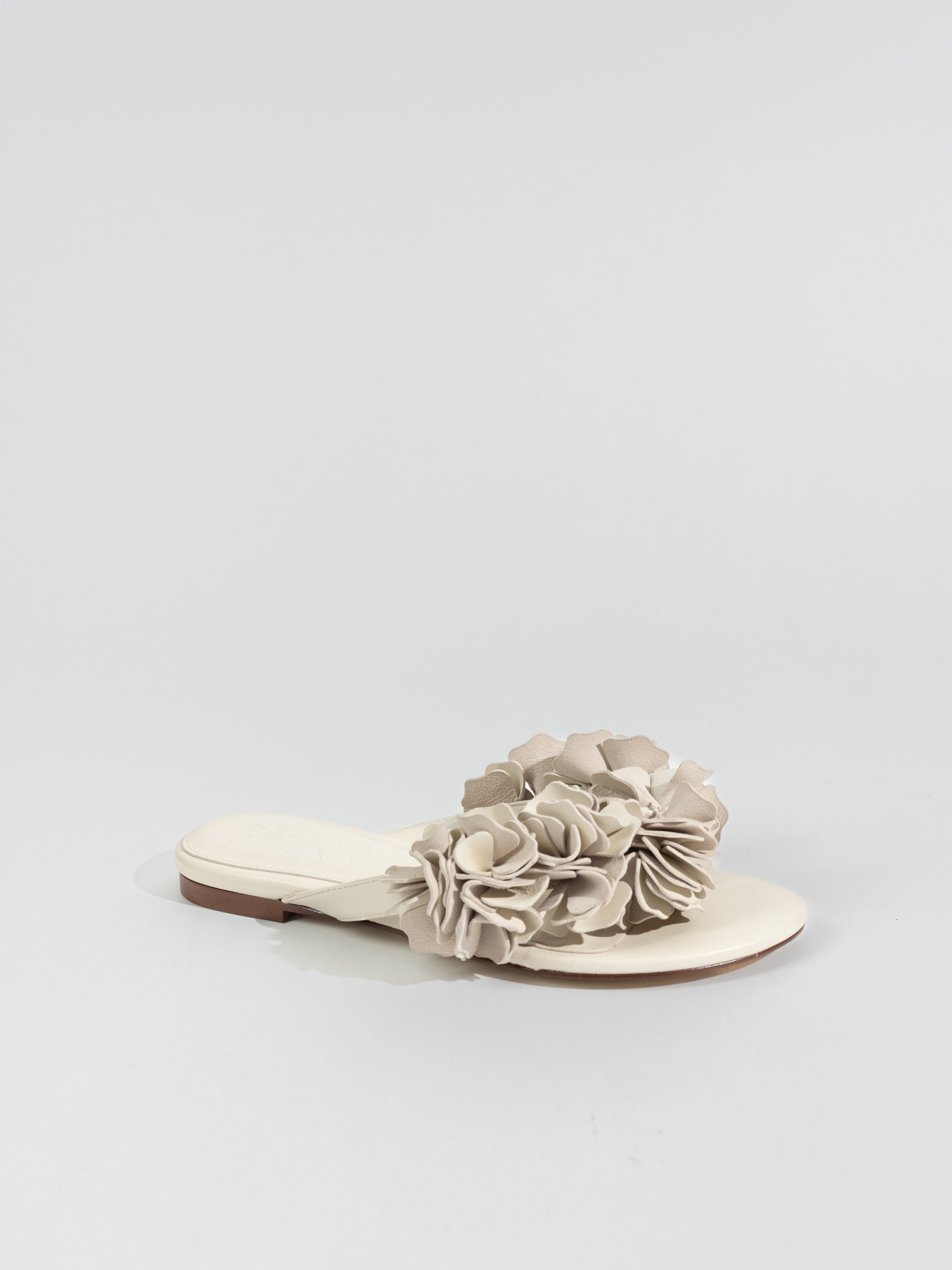 The Florist Flat Sandal in Bone