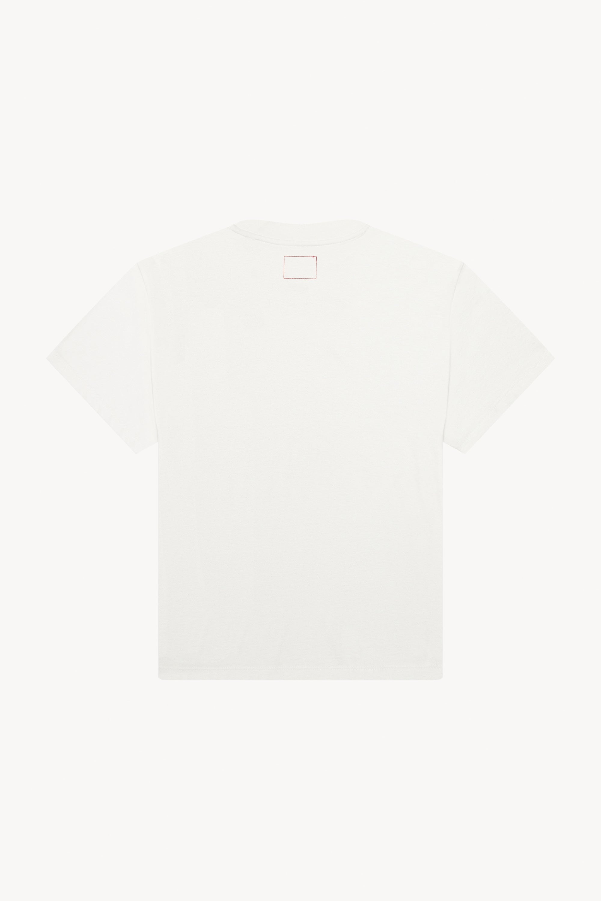 The white classic tee in a white background. 100% made from organic grown cotton. 