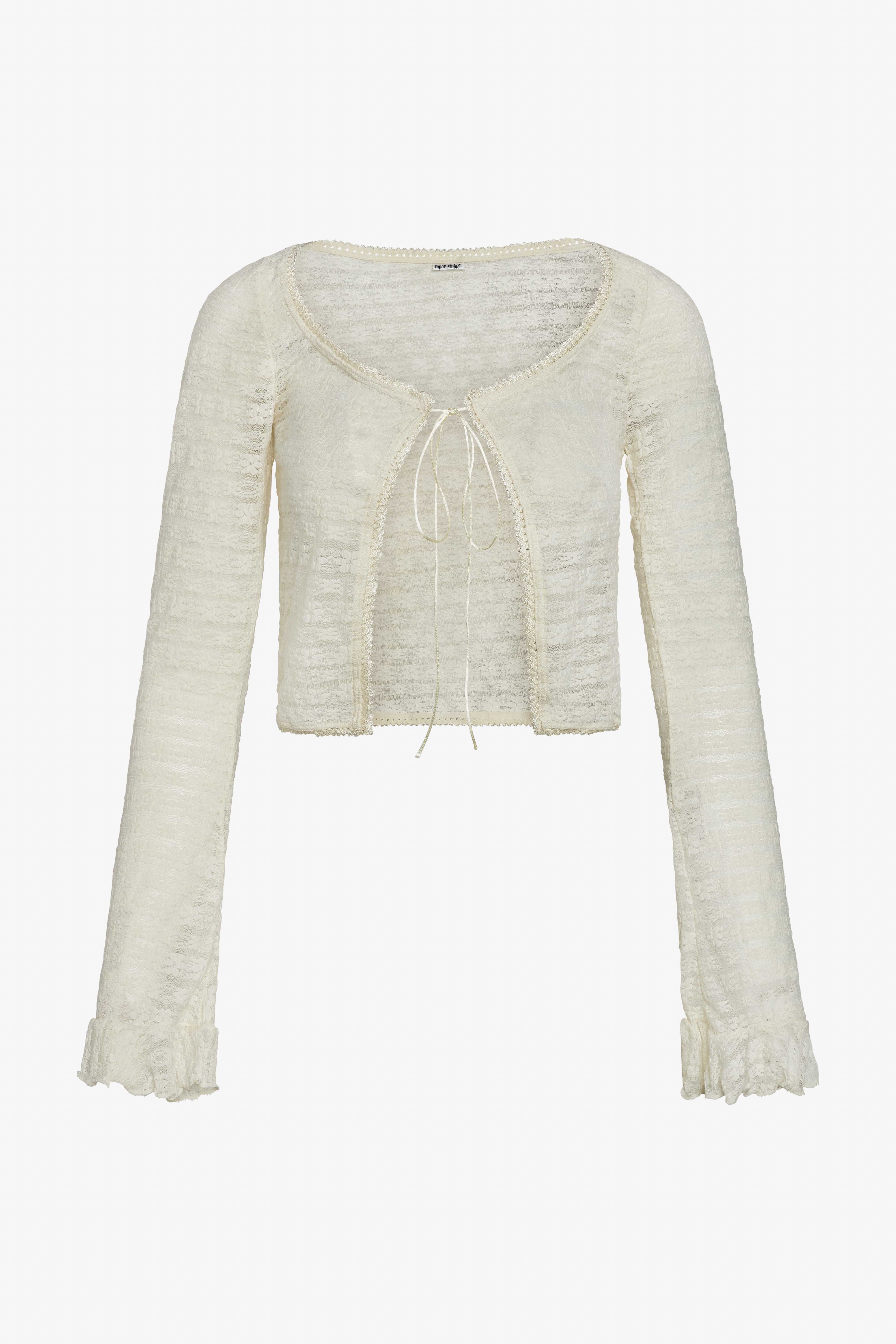 The dreamlace top in a white background. 100% deadstock lace material. 