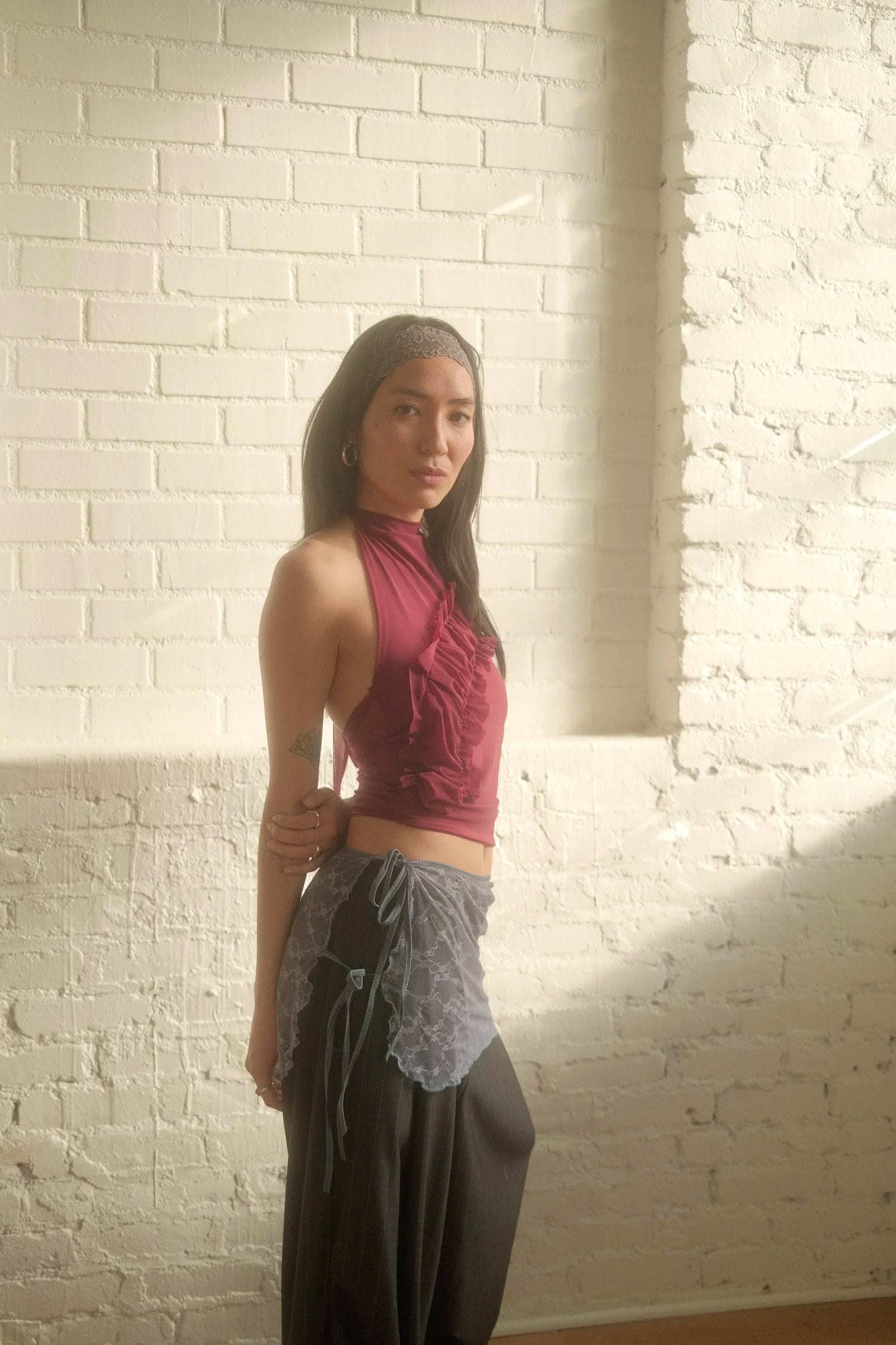 The Ruffle Halter - Merlot