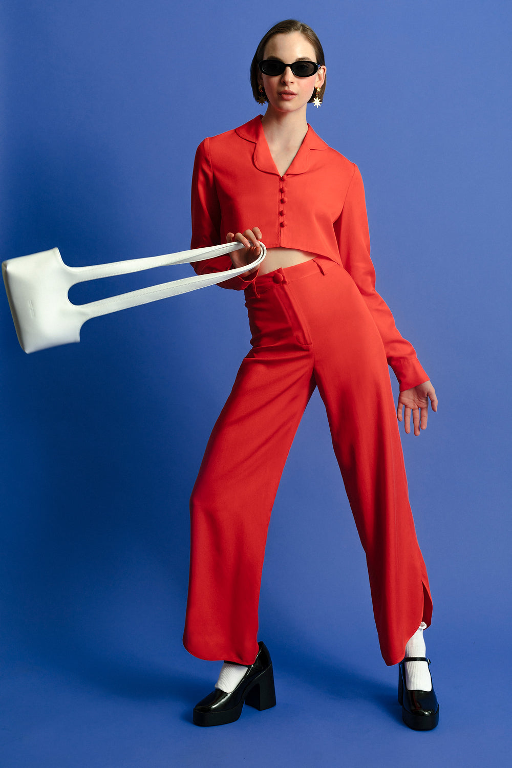 Gina High Waisted Pant - Tomato Red