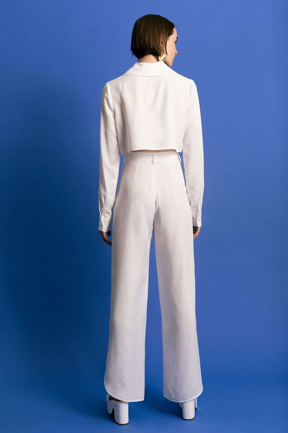 Gina High Waisted Pant - White