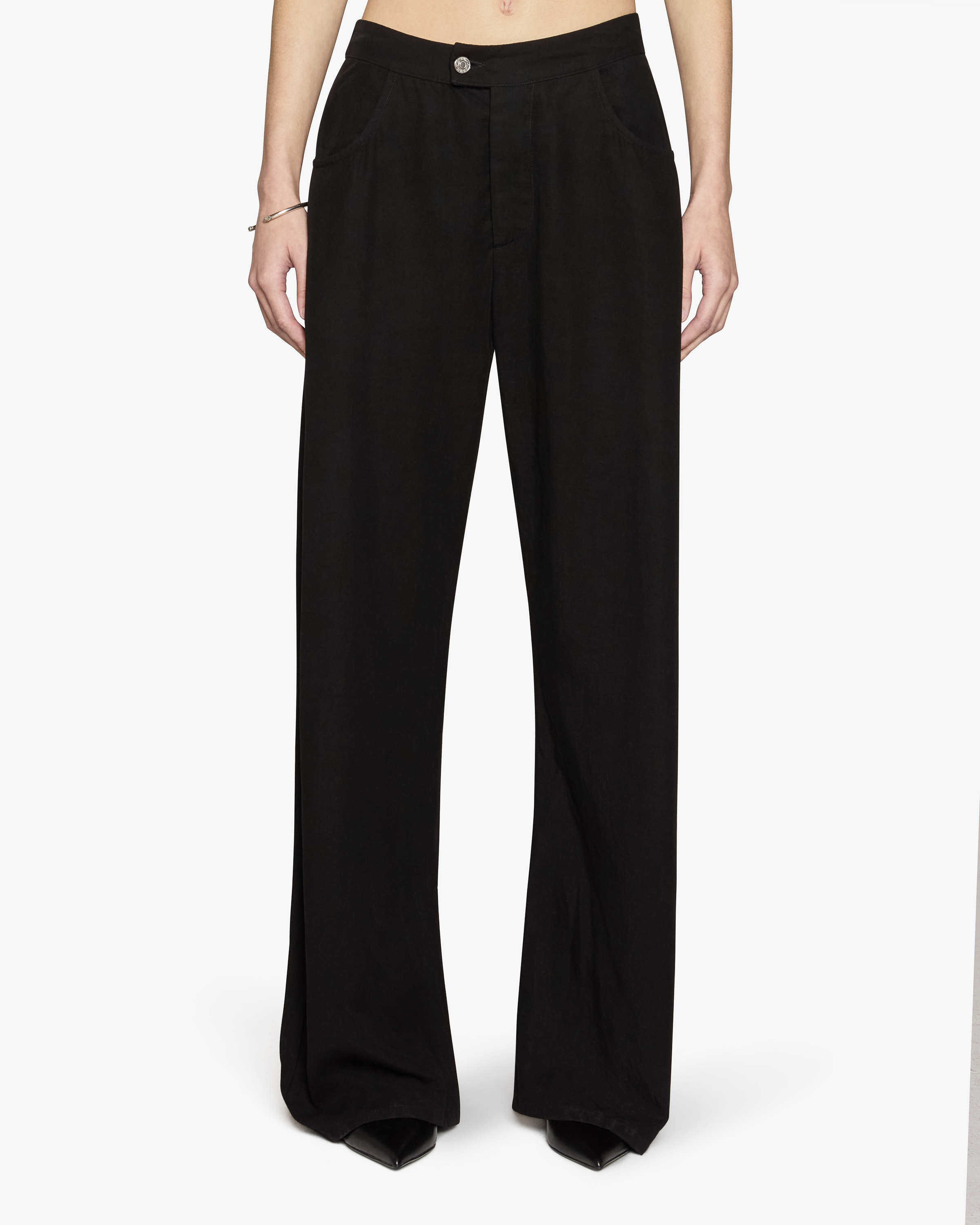 Eddie Bowed Pant Black Linen