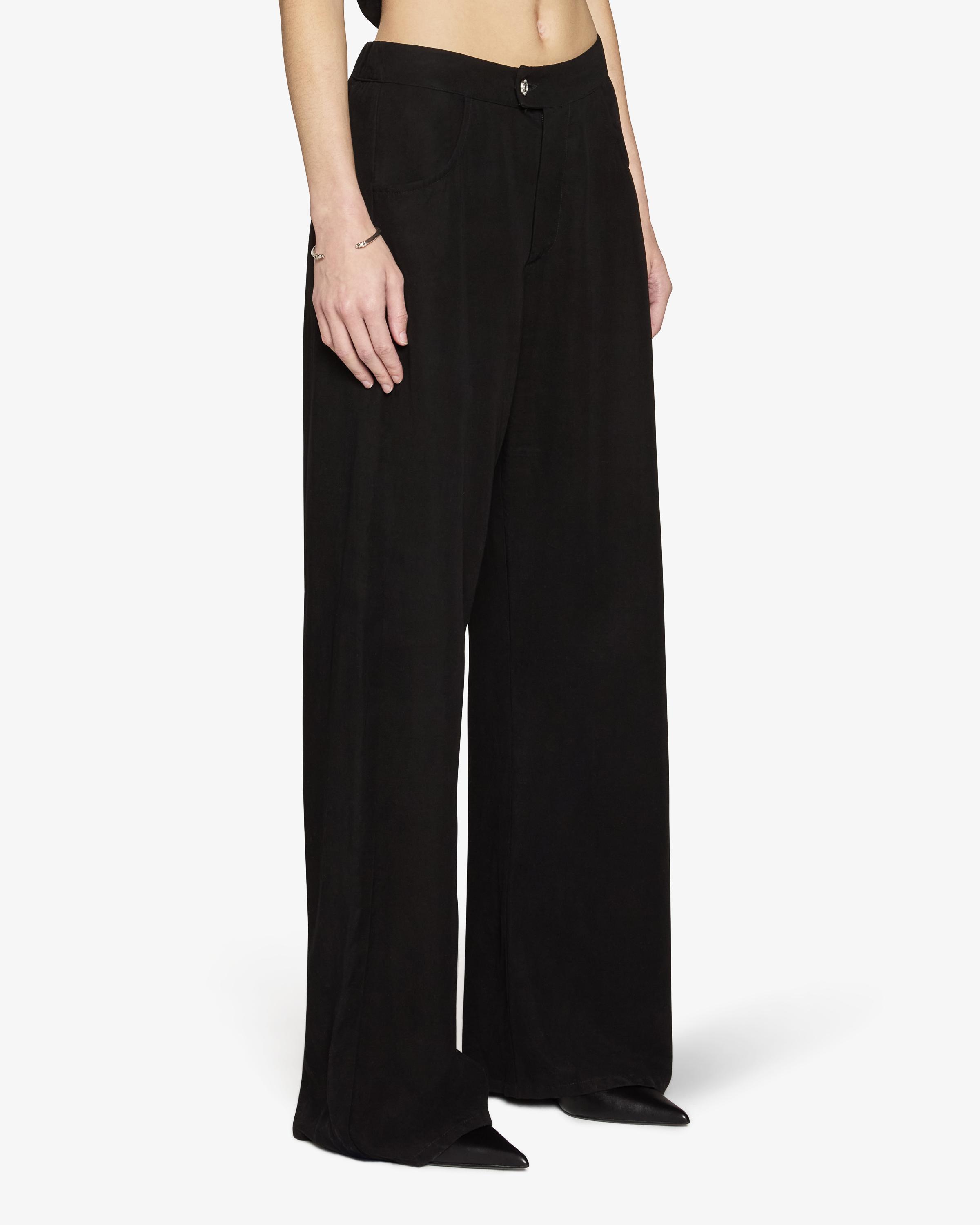 Eddie Bowed Pant Black Linen