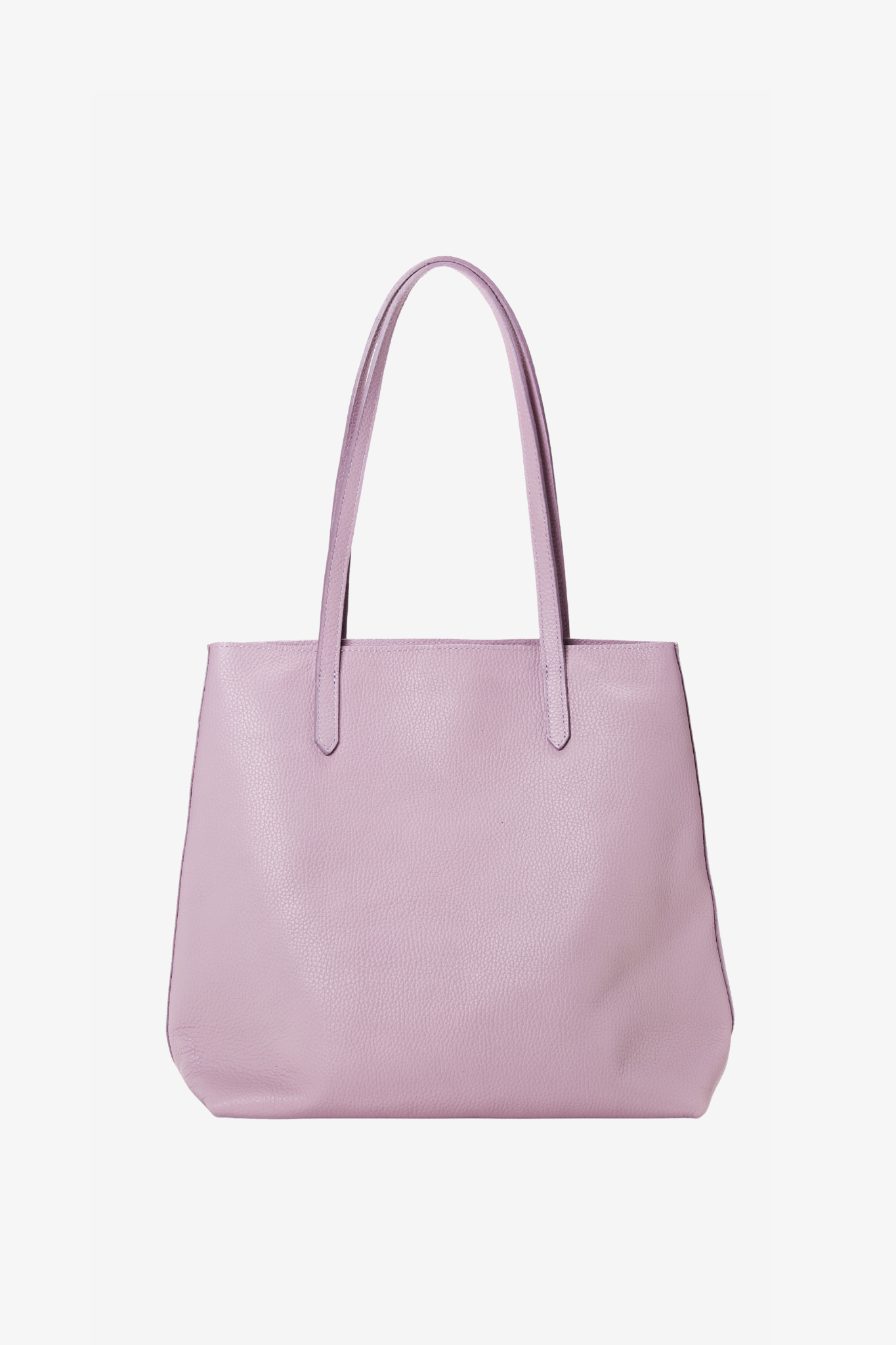 The everything lilac bag in a white background. 100% made from deadstock leather. 