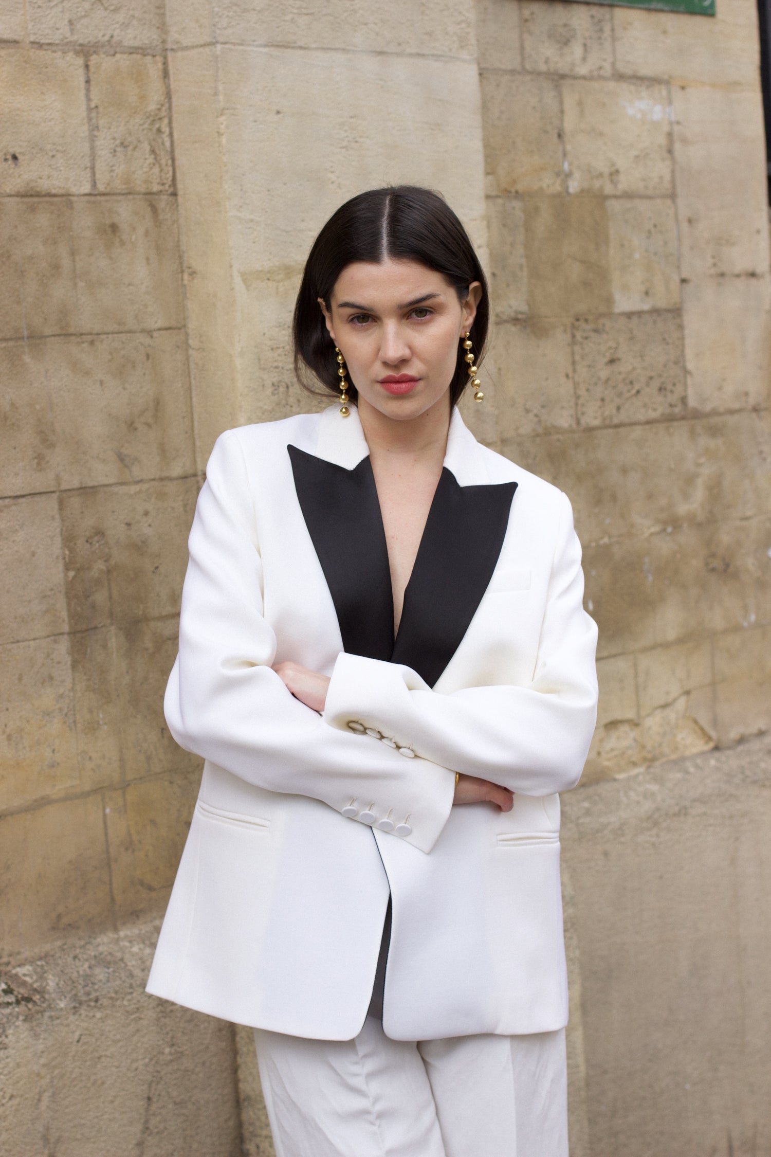 Diana Wool Gabardine Black Satin Tuxedo Blazer