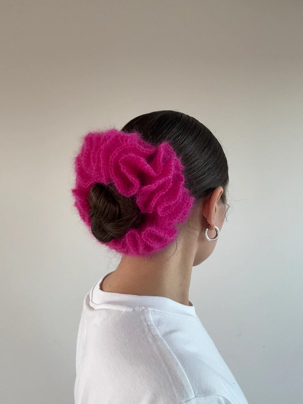 The halena scrunchie in a white background. Handmade in London!