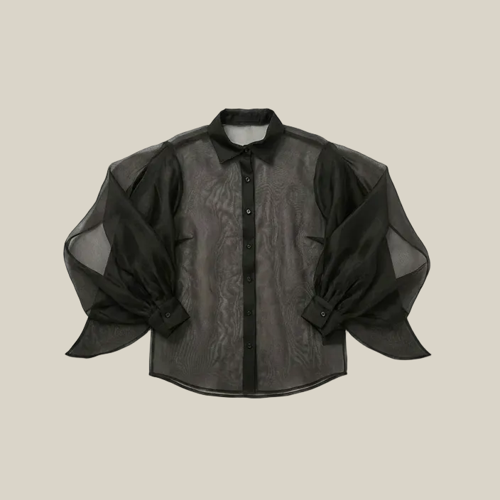 Silk Organza Moon-Sleeve Shirt