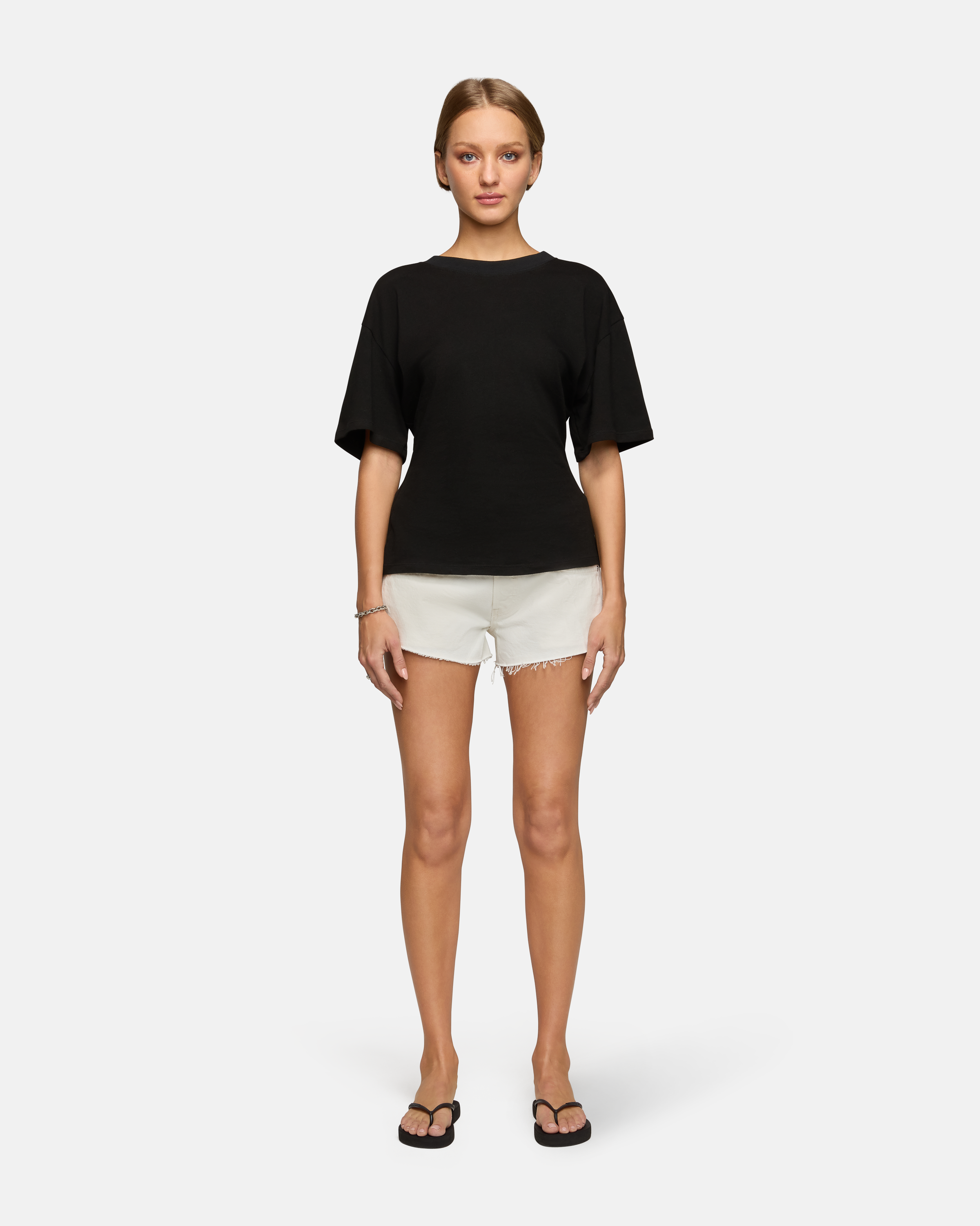 Low Rise Cut Offs White