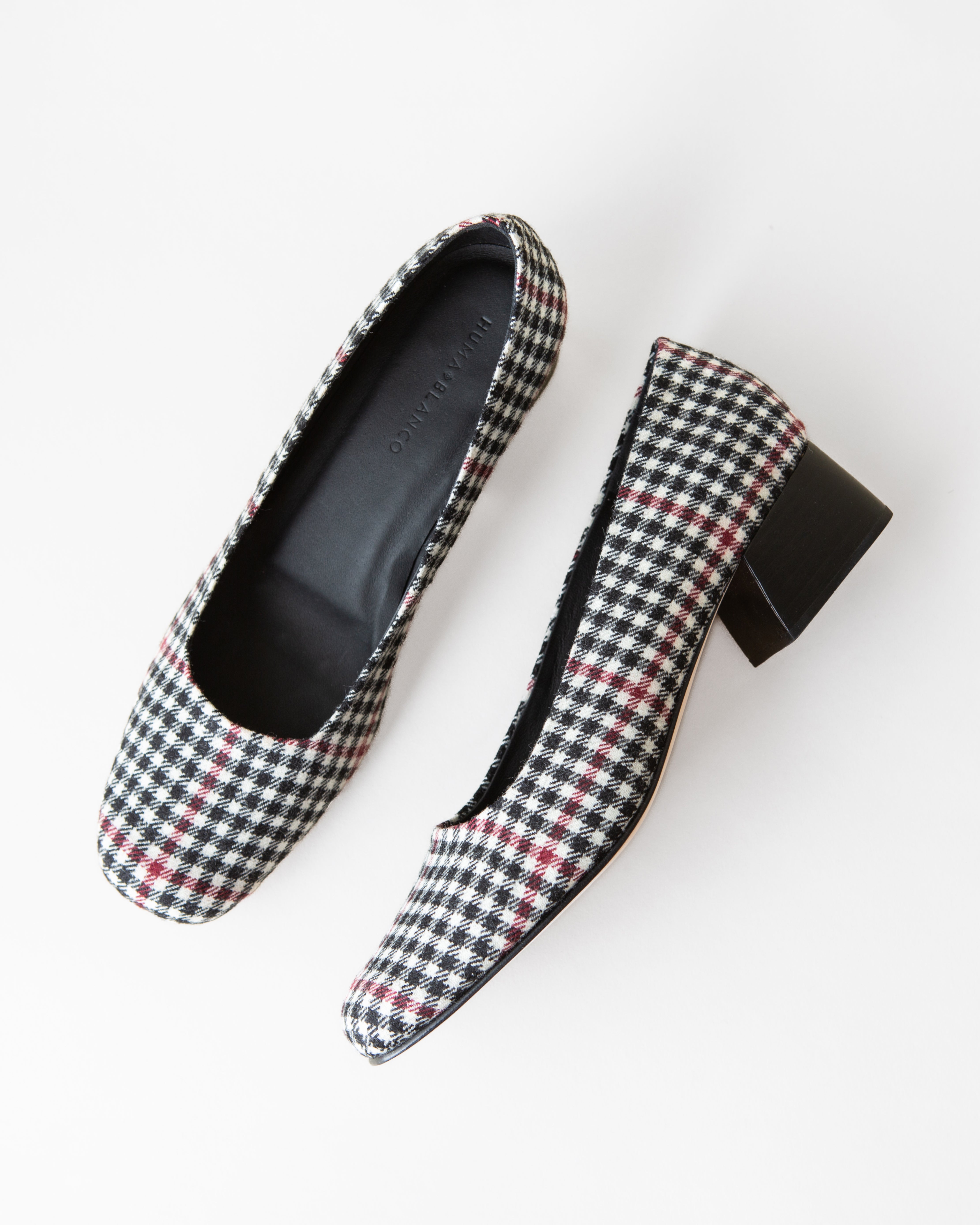 Luisa Low Heel - Black + White Tweed