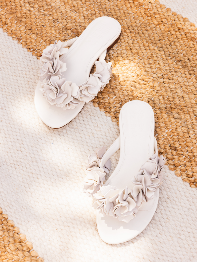 The Florist Flat Sandal in Bone