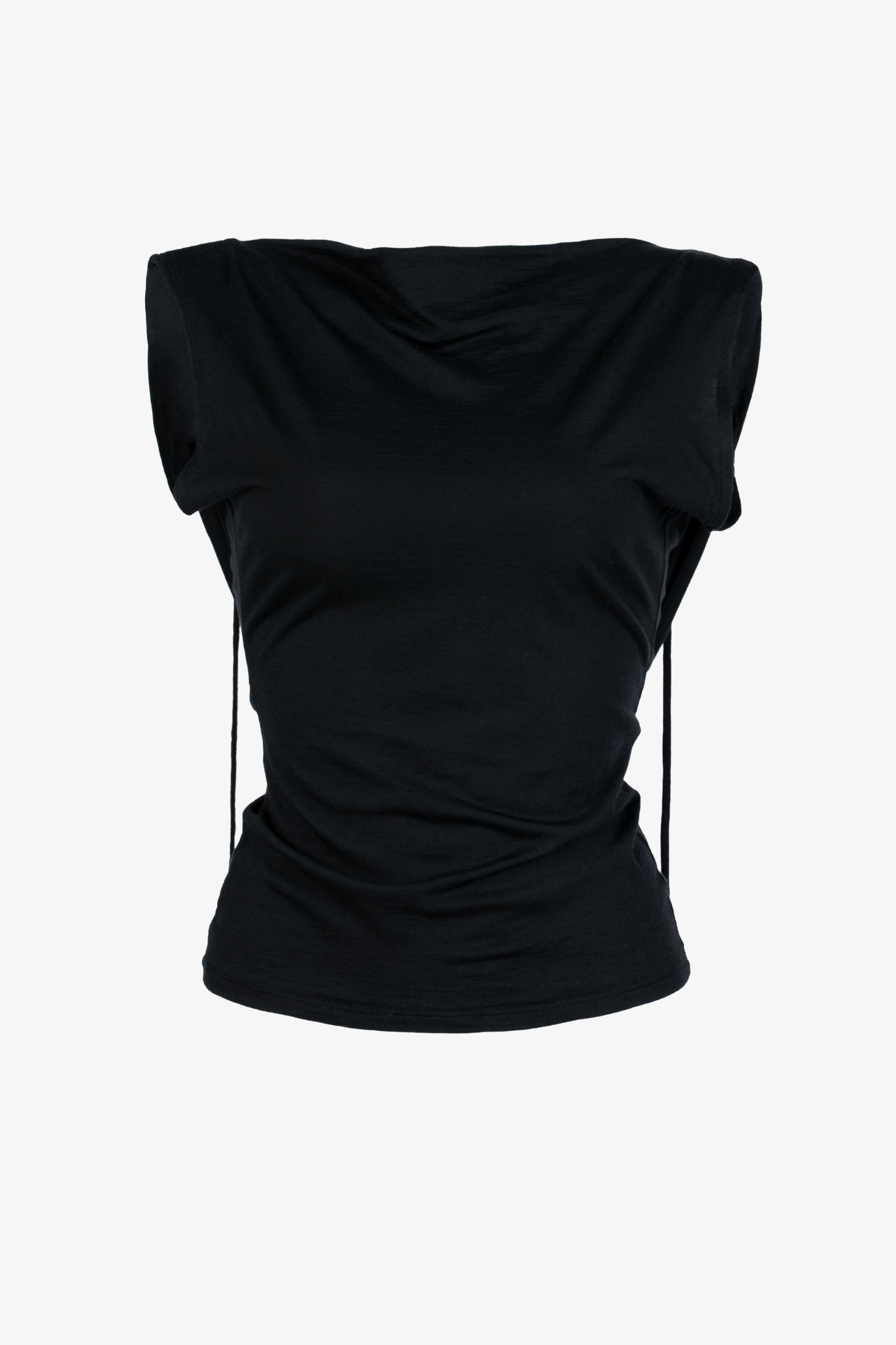 The silk jersey top in a white background. 100% made from deadstock.