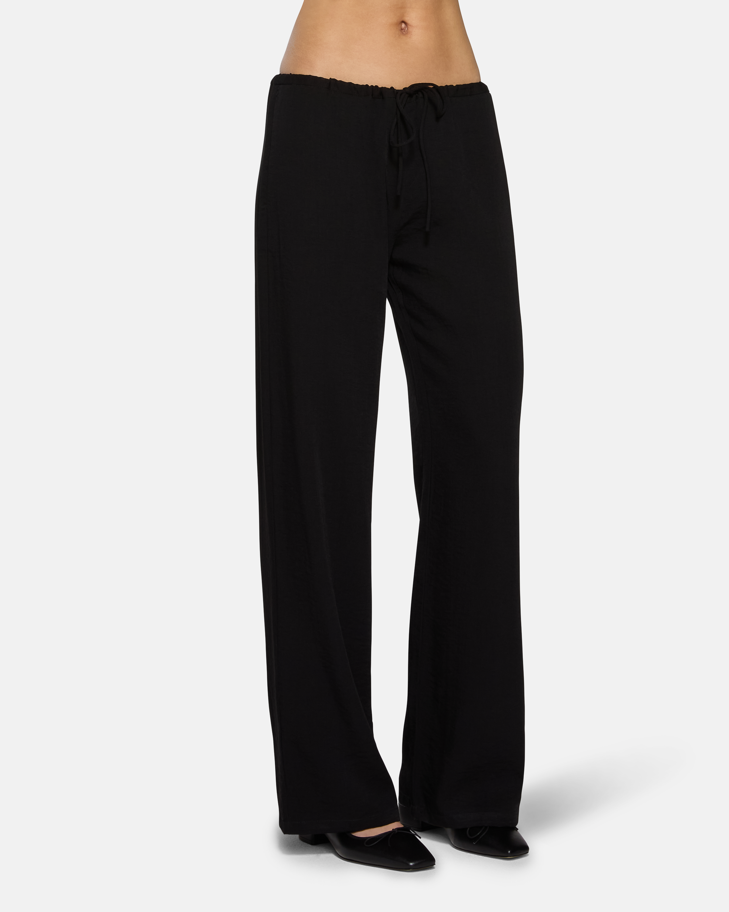 Wren Loose Pull On Pant Black Linen
