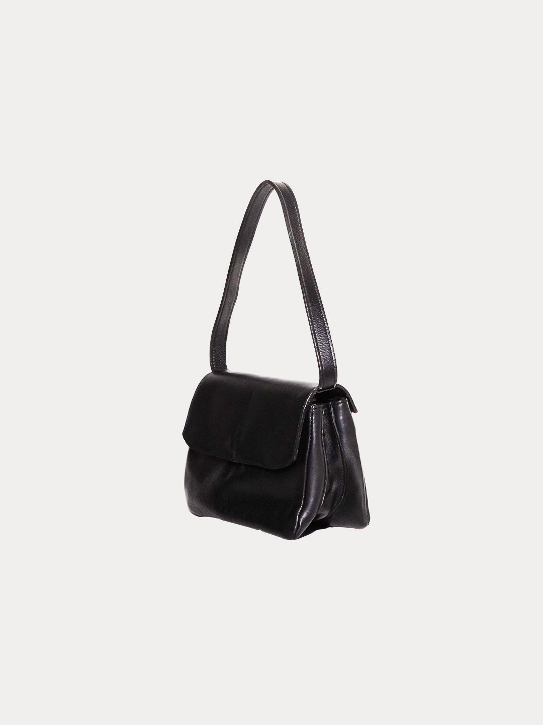 The babe black matte bag in a white background. 100% made from deadstock leather.
