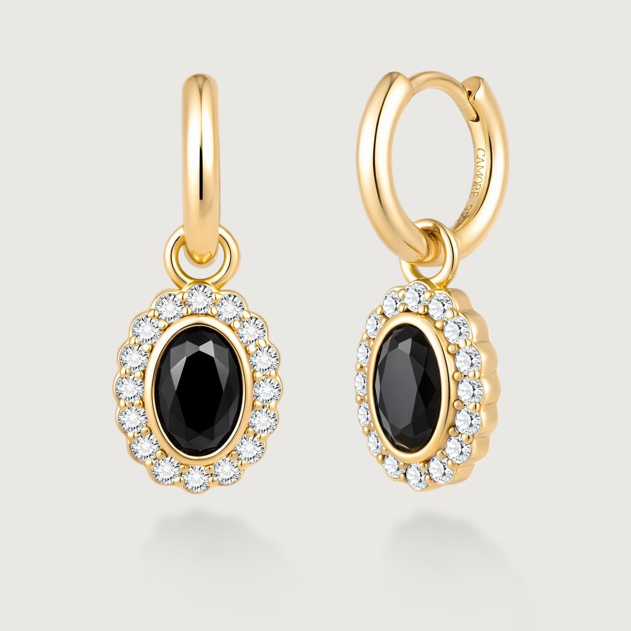 Onyx Halo Earrings