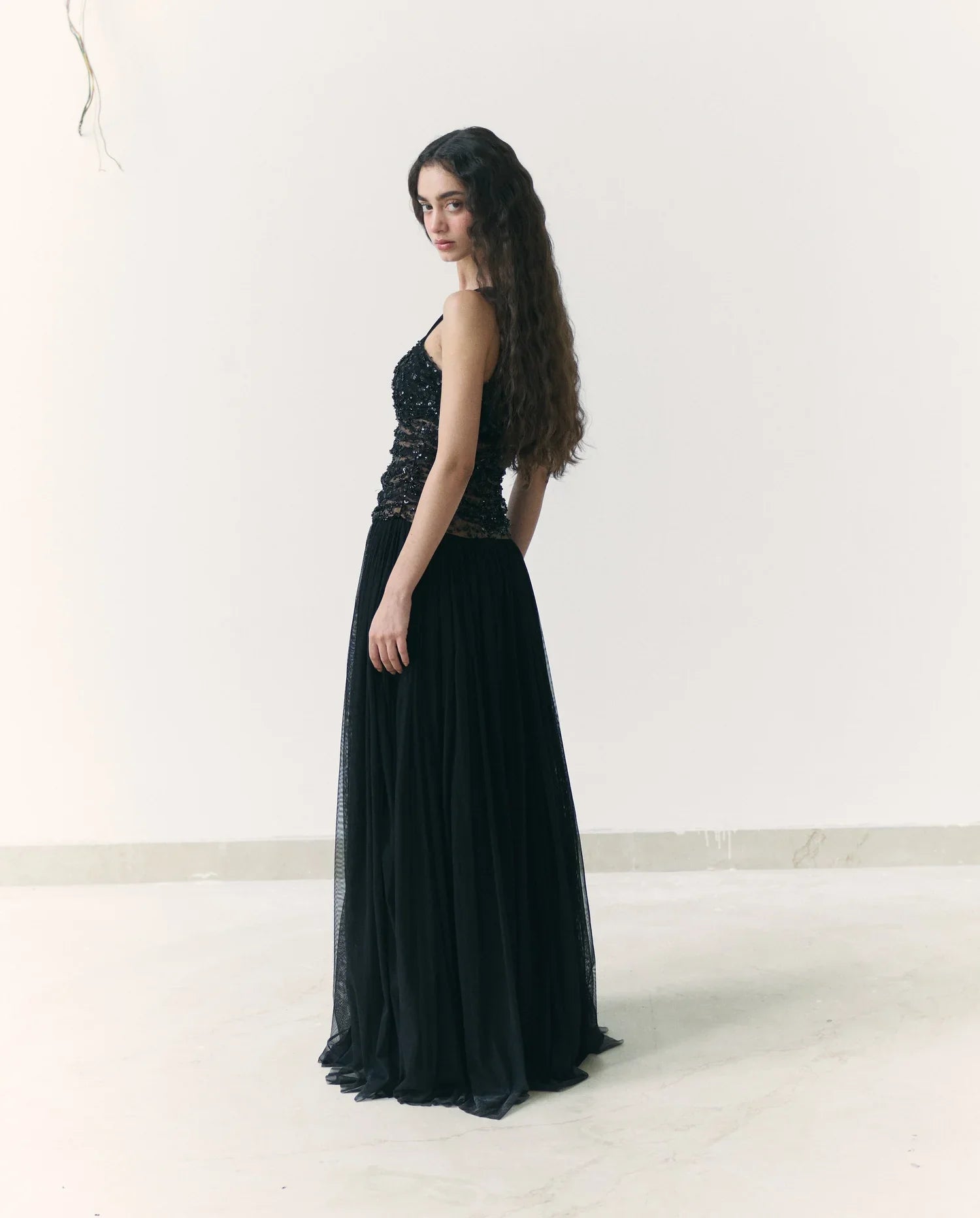 Embroidered Black Dress