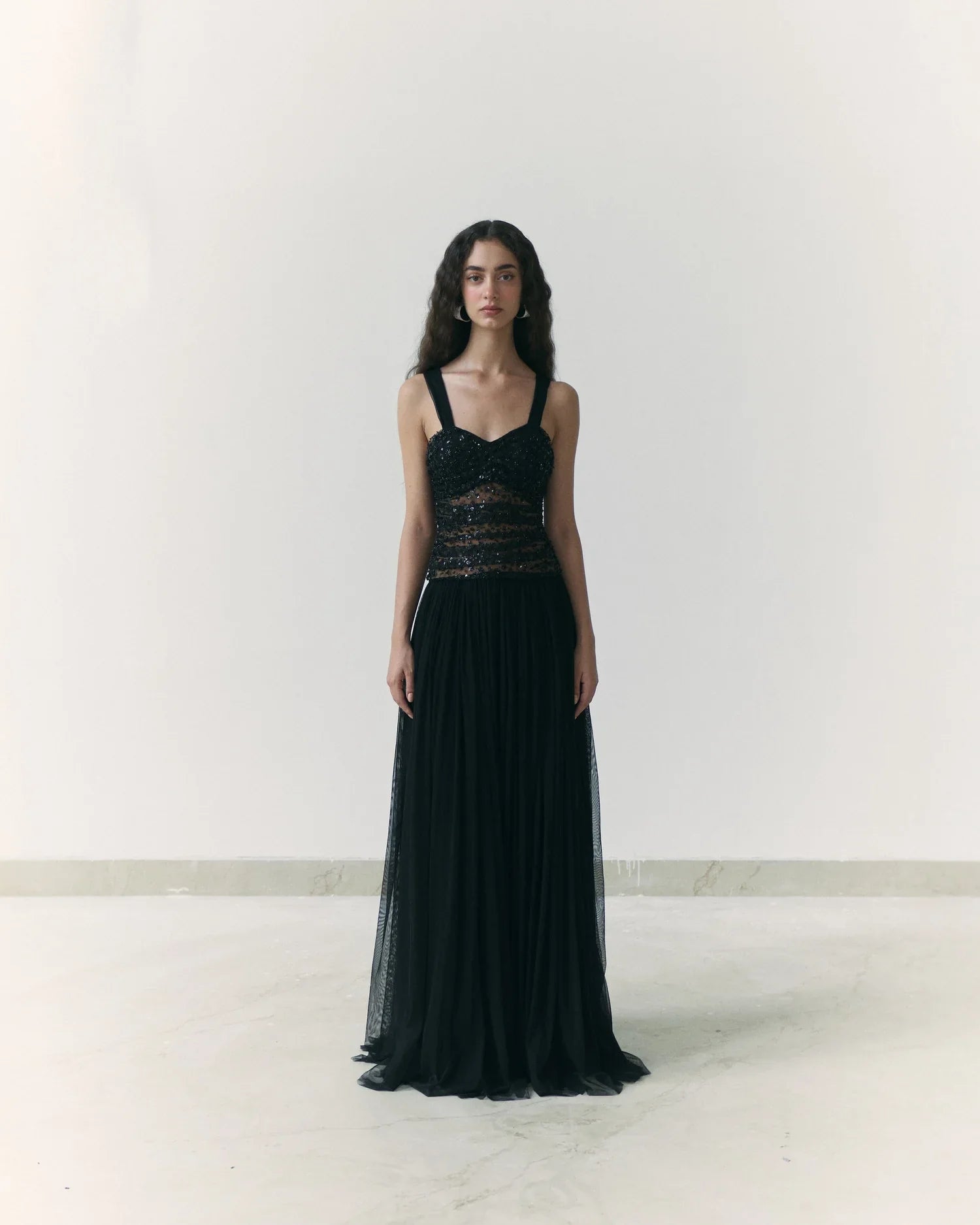 Embroidered Black Dress