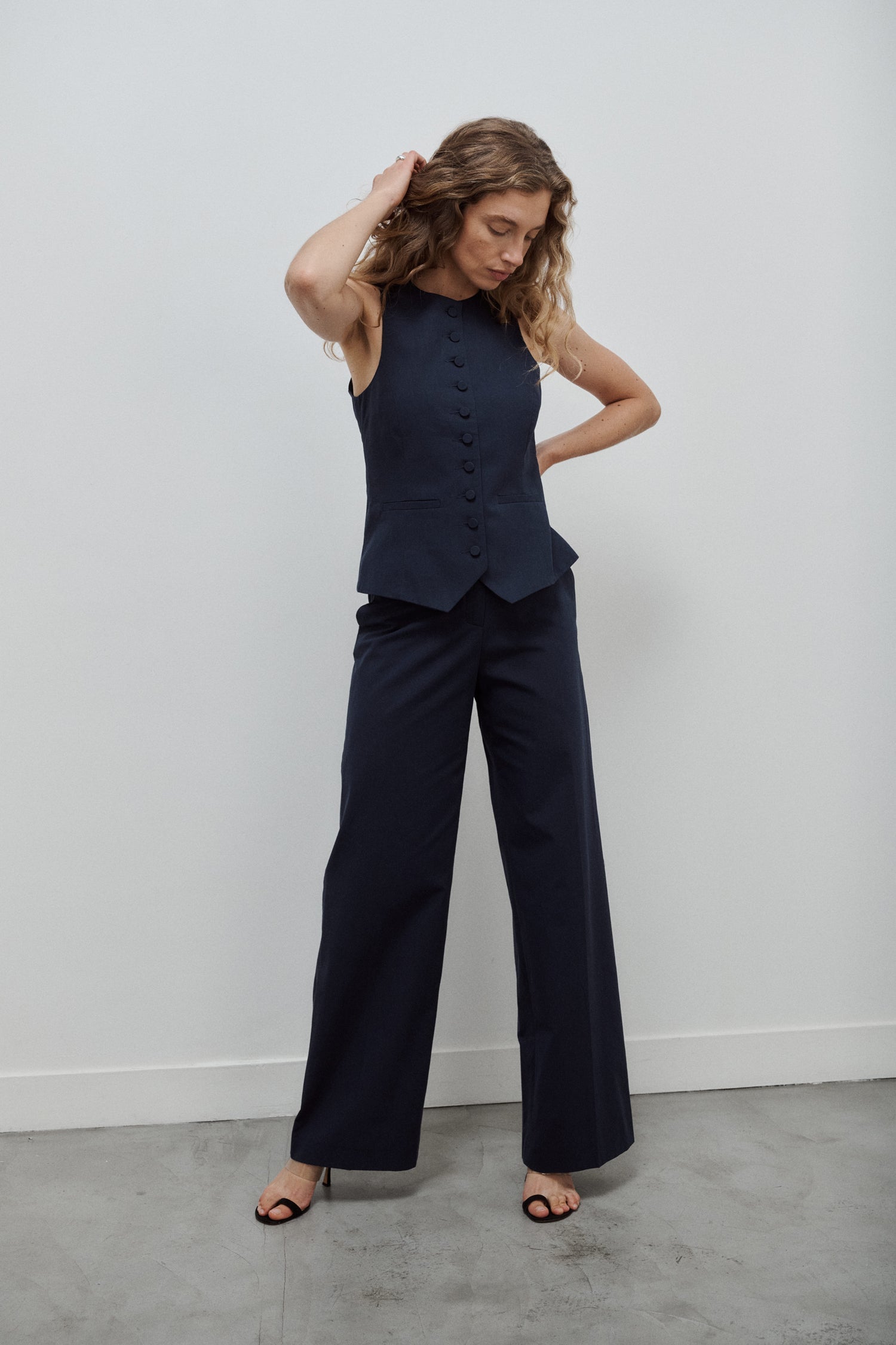 Monica Textured Cotton Canvas Vest