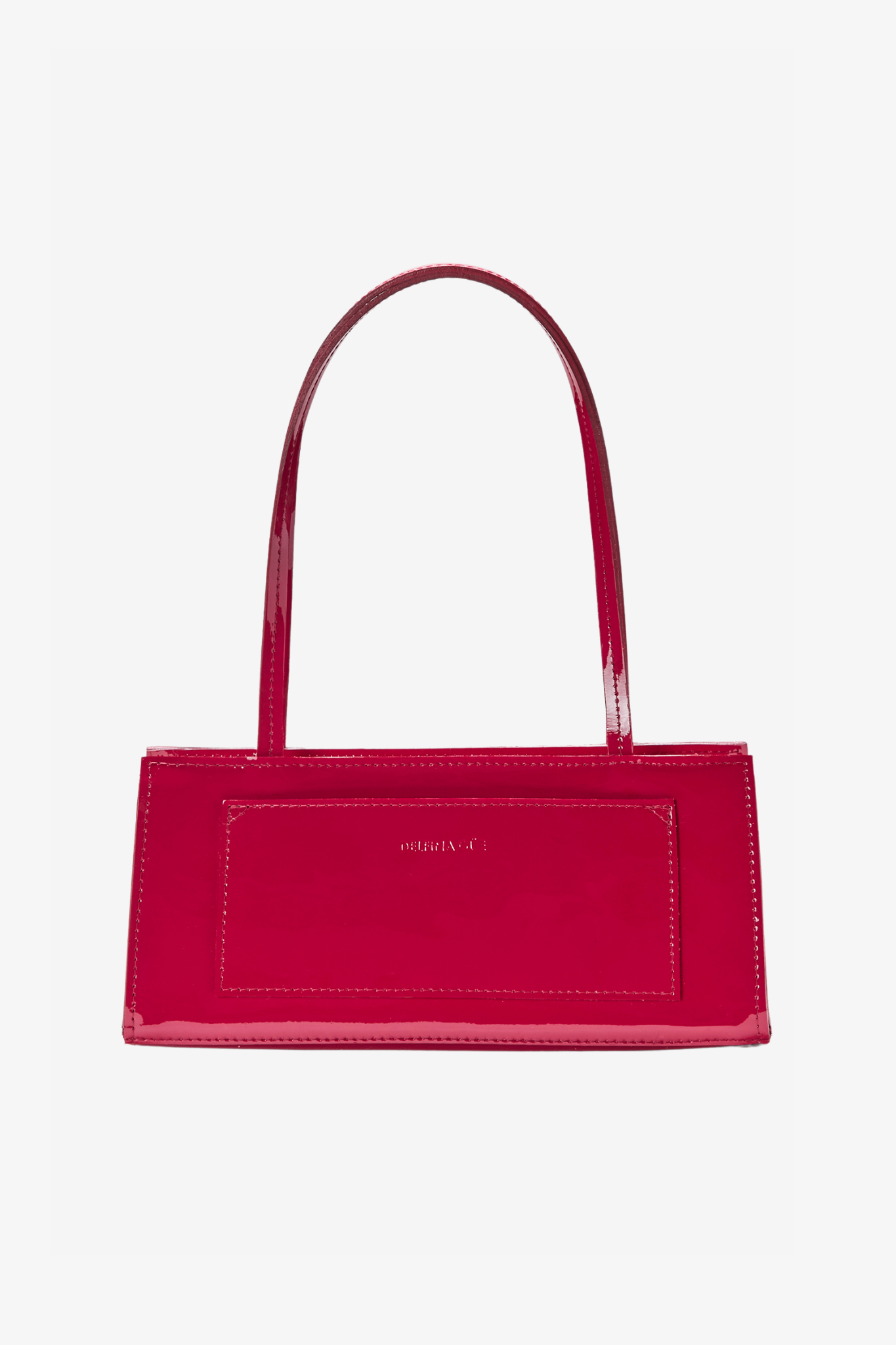 The hotdog fuchsia bag in a white background. 100% made from deadstock leather.