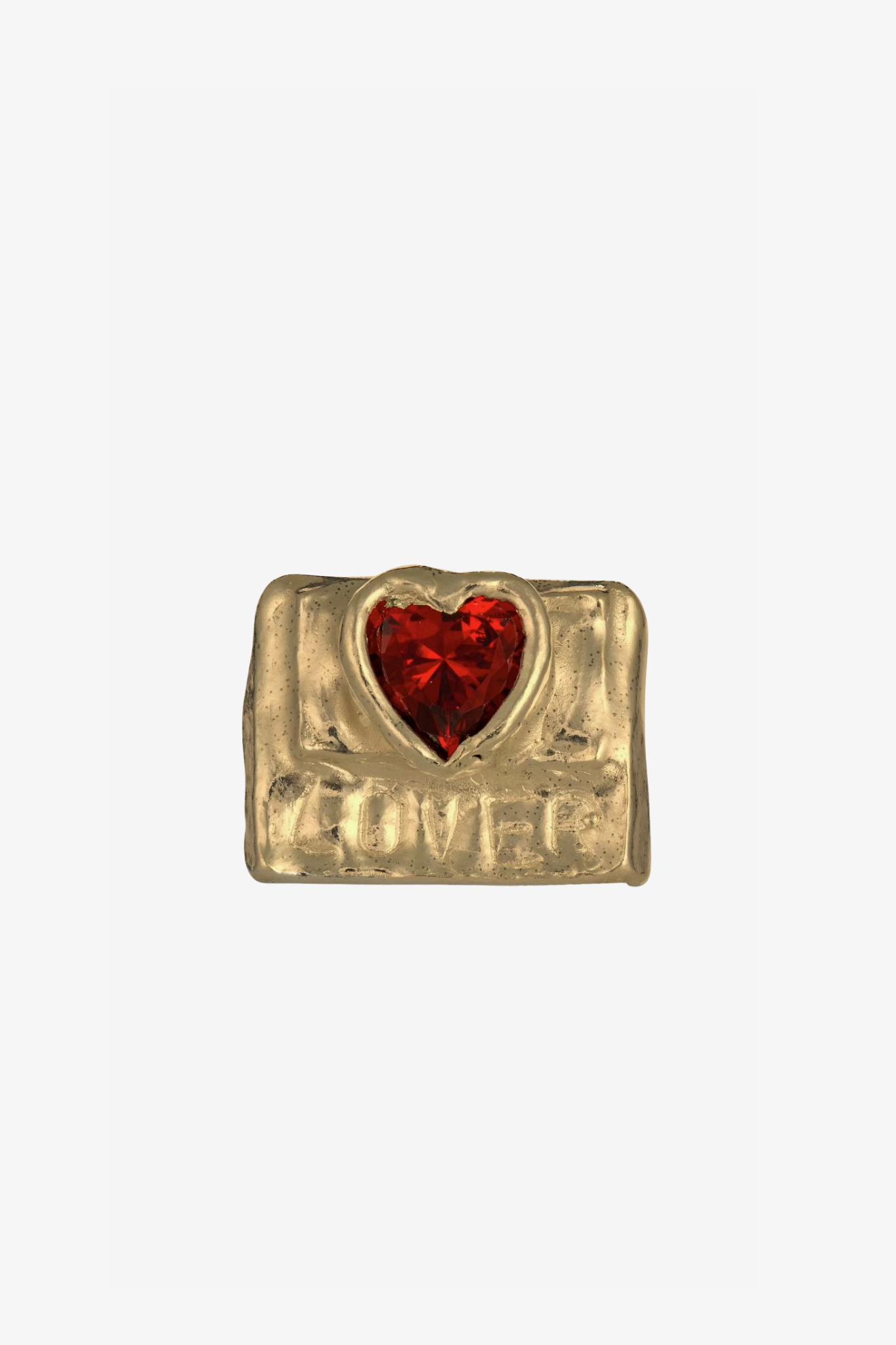 The lover ring in a white background. Made from 100% recycled metals and lab created gemstones.