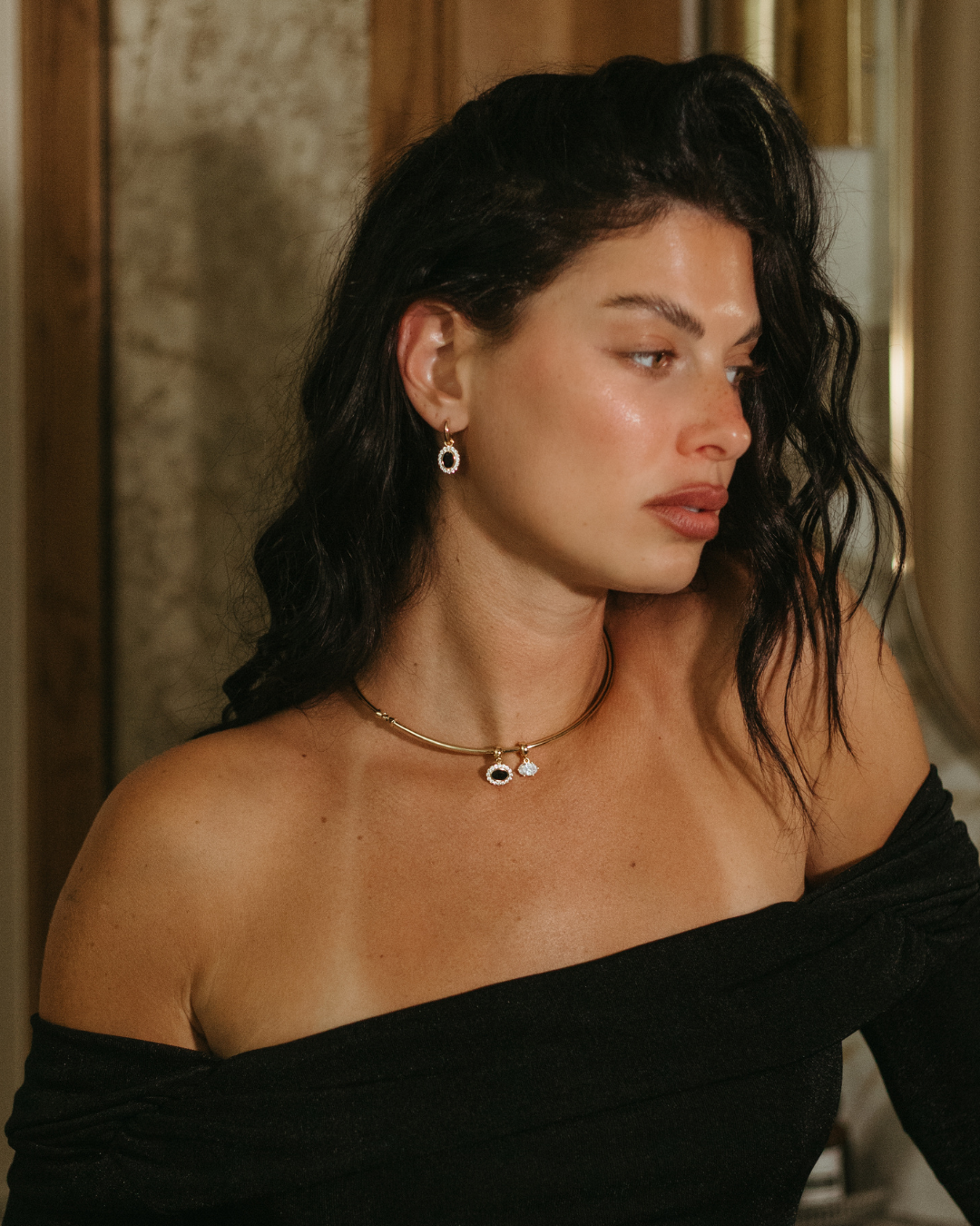Onyx Halo Earrings