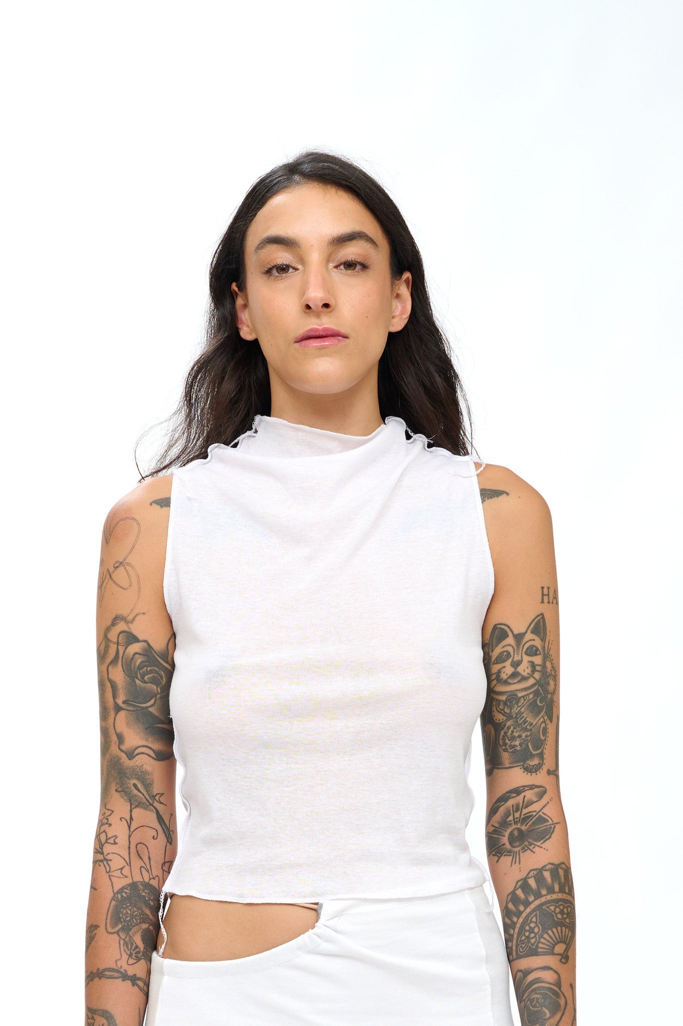 Drape Neck Top - White