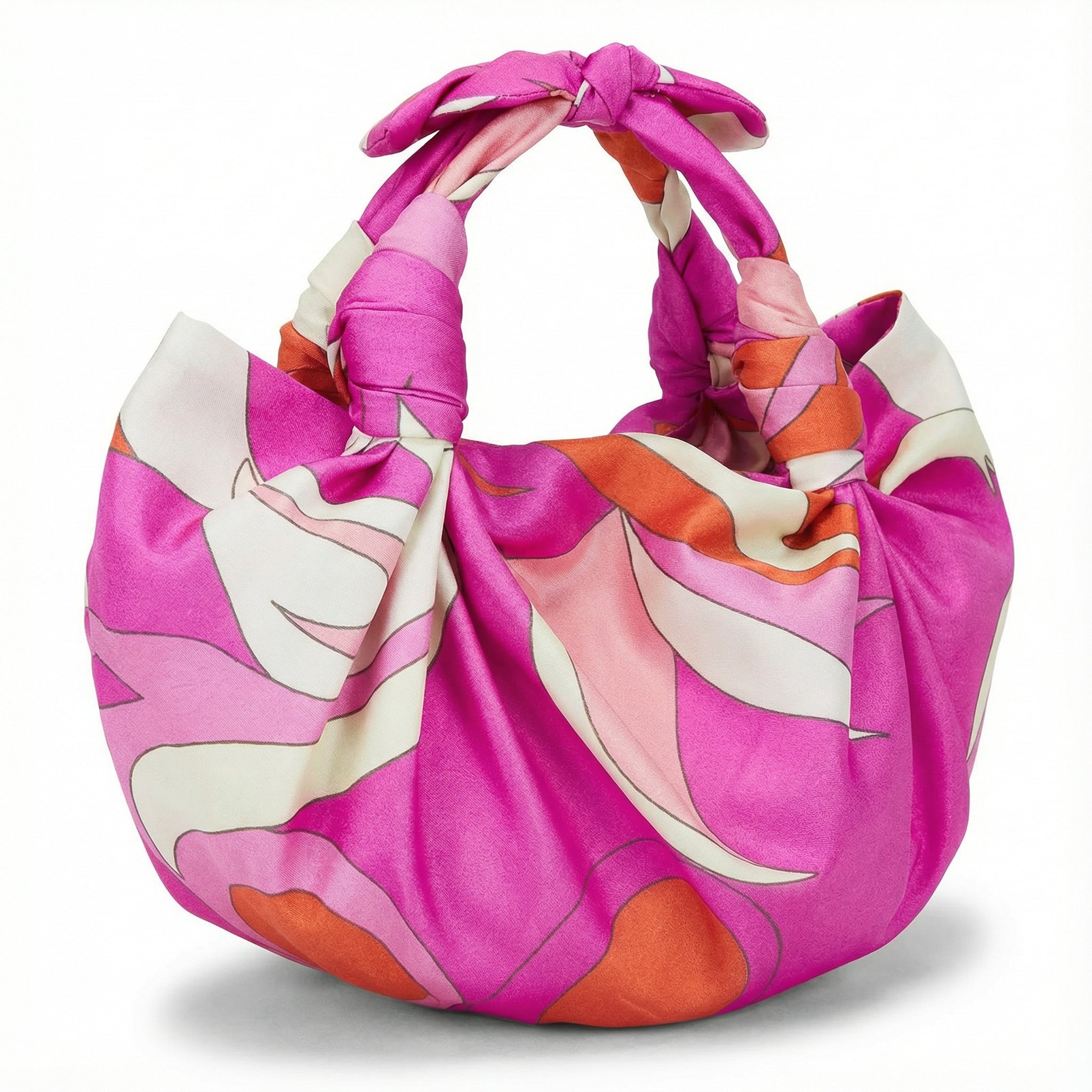 Pink Swirl Silk Knot Bag