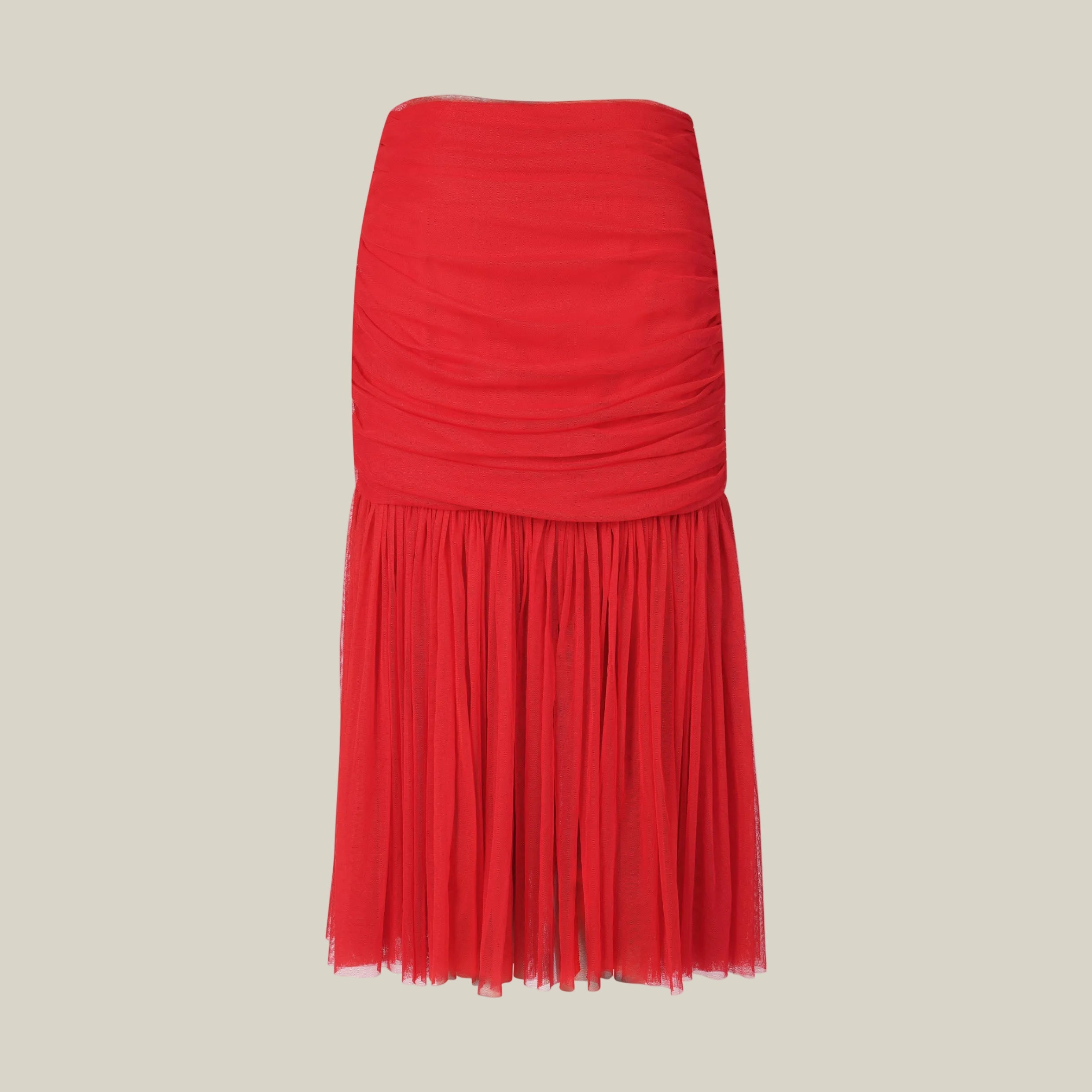 Red Gathered Skirt