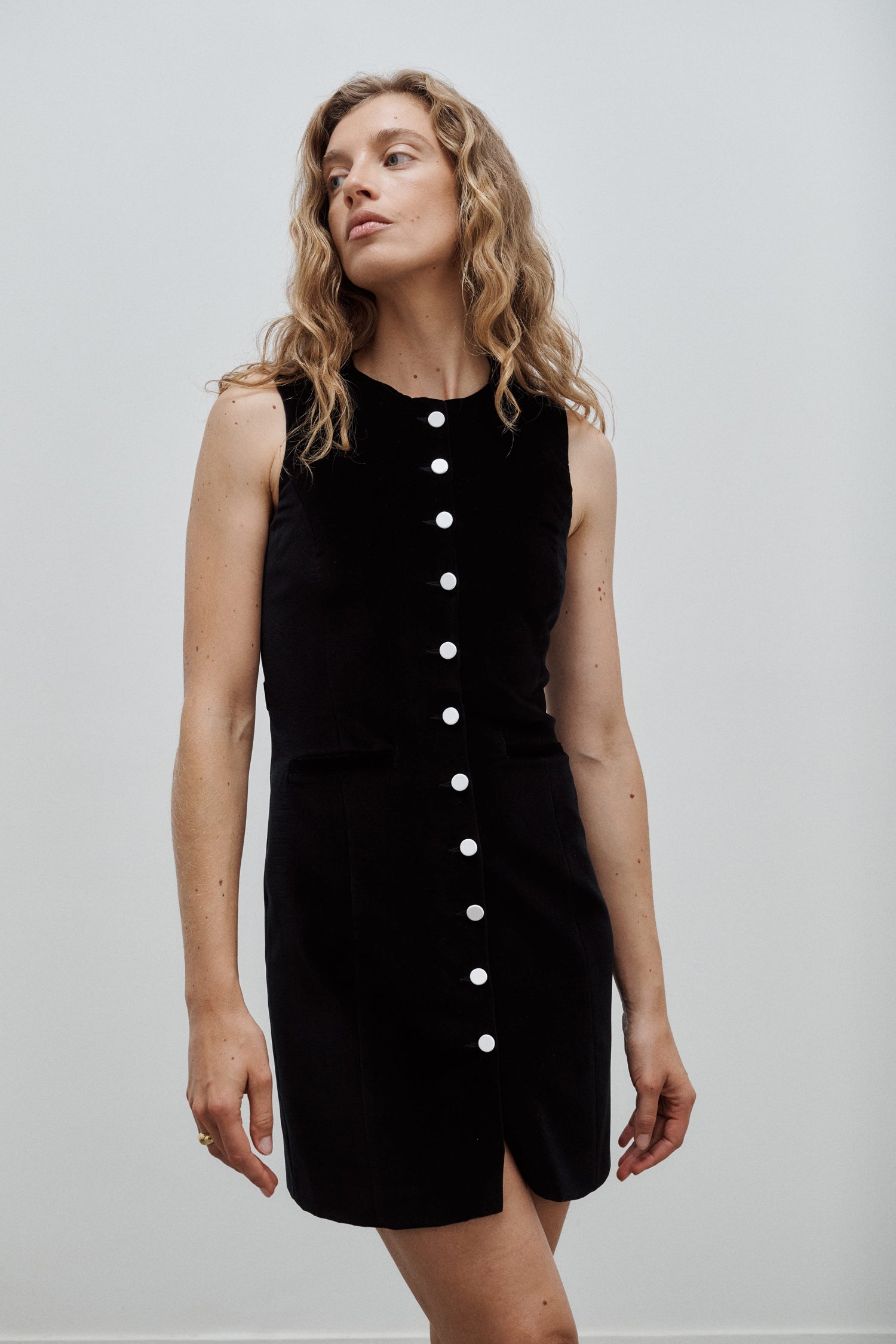 Jackie Black Cotton Velvet Dress