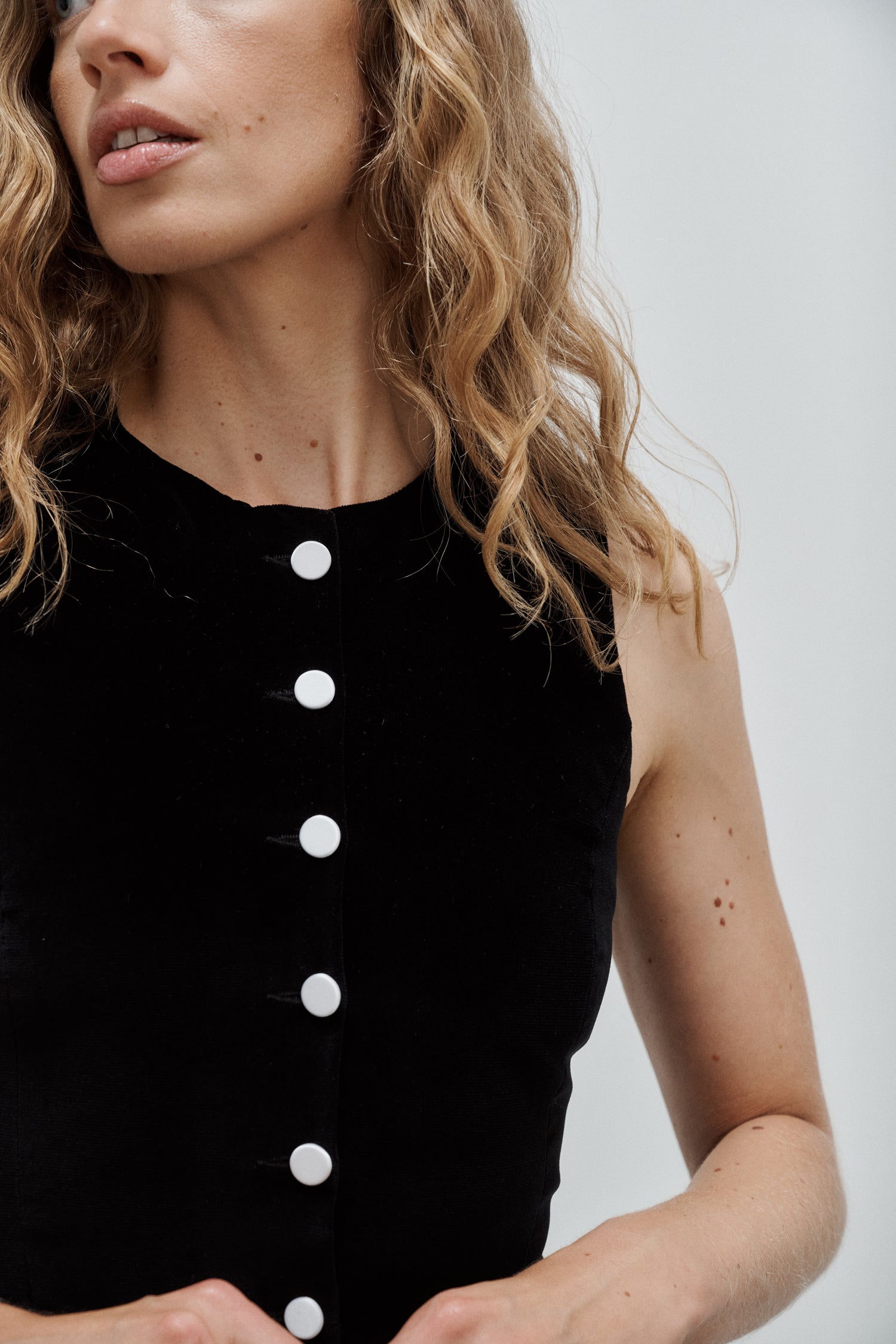 Jackie Black Cotton Velvet Dress
