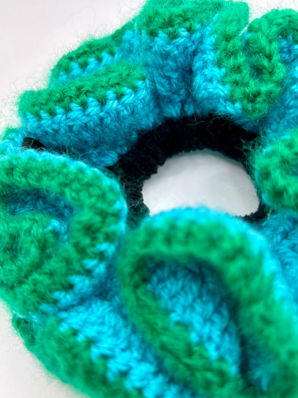 The stephanie scrunchie in a white background. Handmade in London!