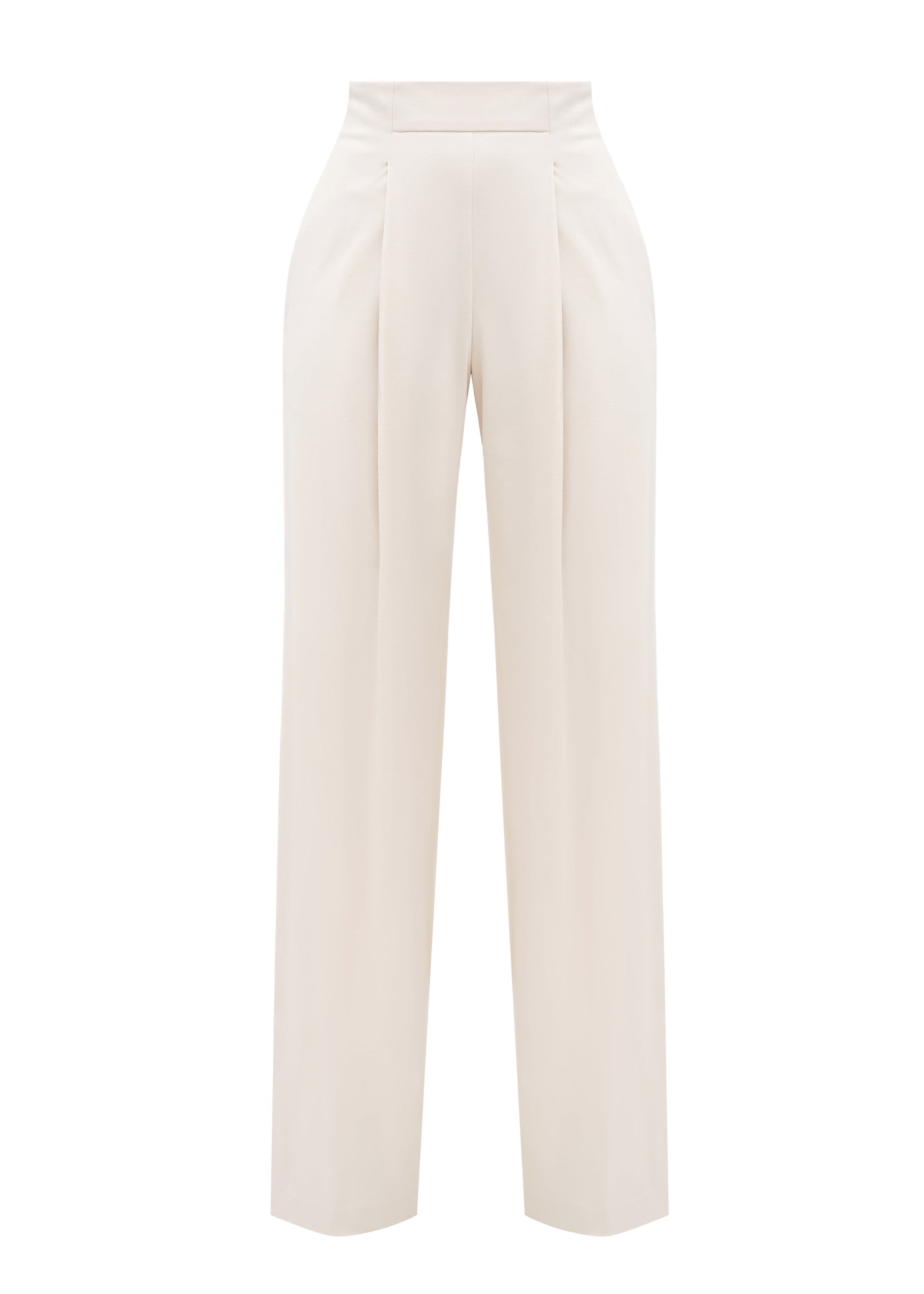 A set of crop top and pants created from a light beige sustainable cotton  