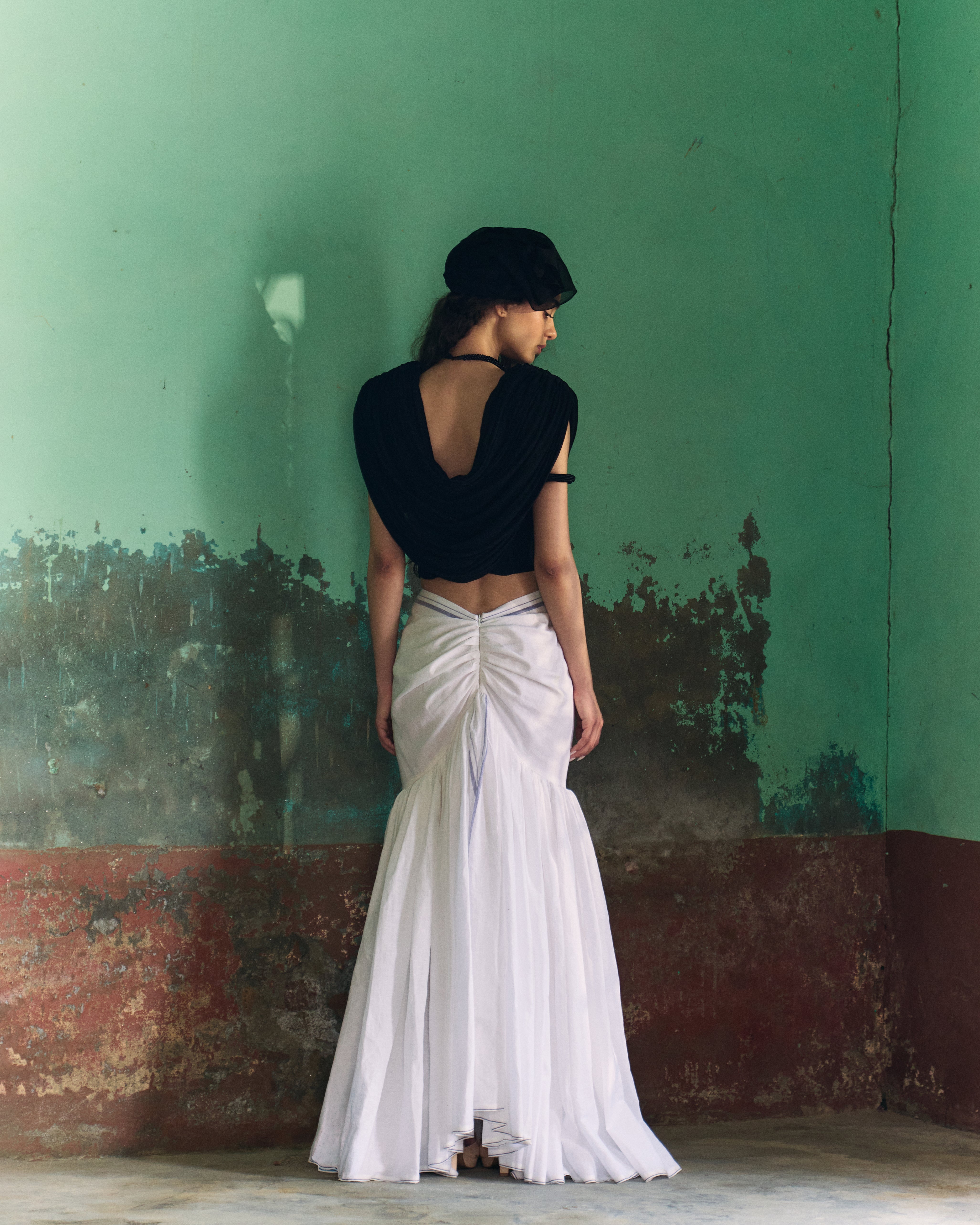Low Waist Khadi Dhoti Maxi Skirt